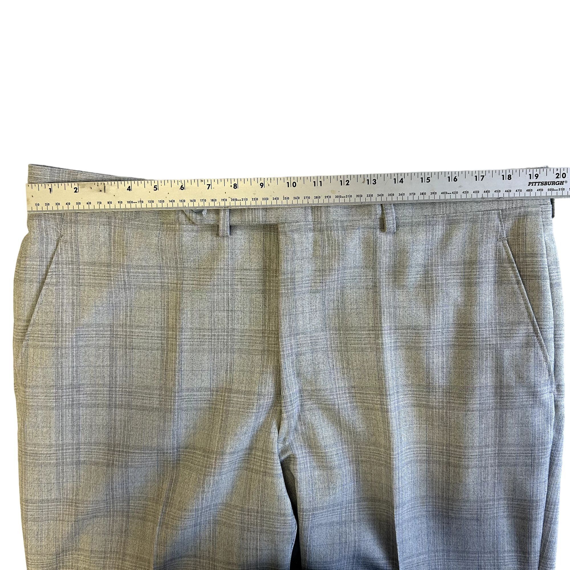 70's House of Pimlico MOD Gray Blue OVERCHECK Wool Suit 42 L