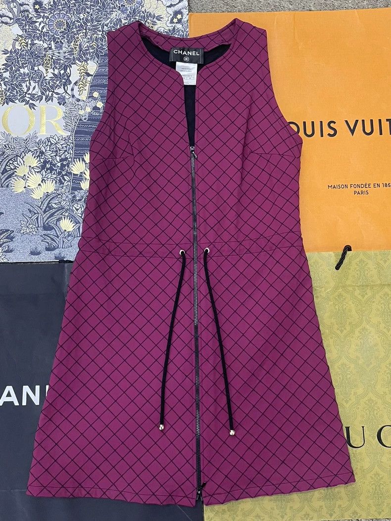 Chanel chanel Red diamond checkered lace-up sleeveless dress Size XS / US 0-2 / IT 36-38 - 1 Thumbnail