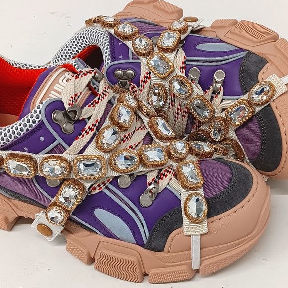 Gucci GUCCI Women's 'Lavender' Flashtreks w/ Crystals - EU36/US6 Size US 6 / IT 36 - 6 Thumbnail