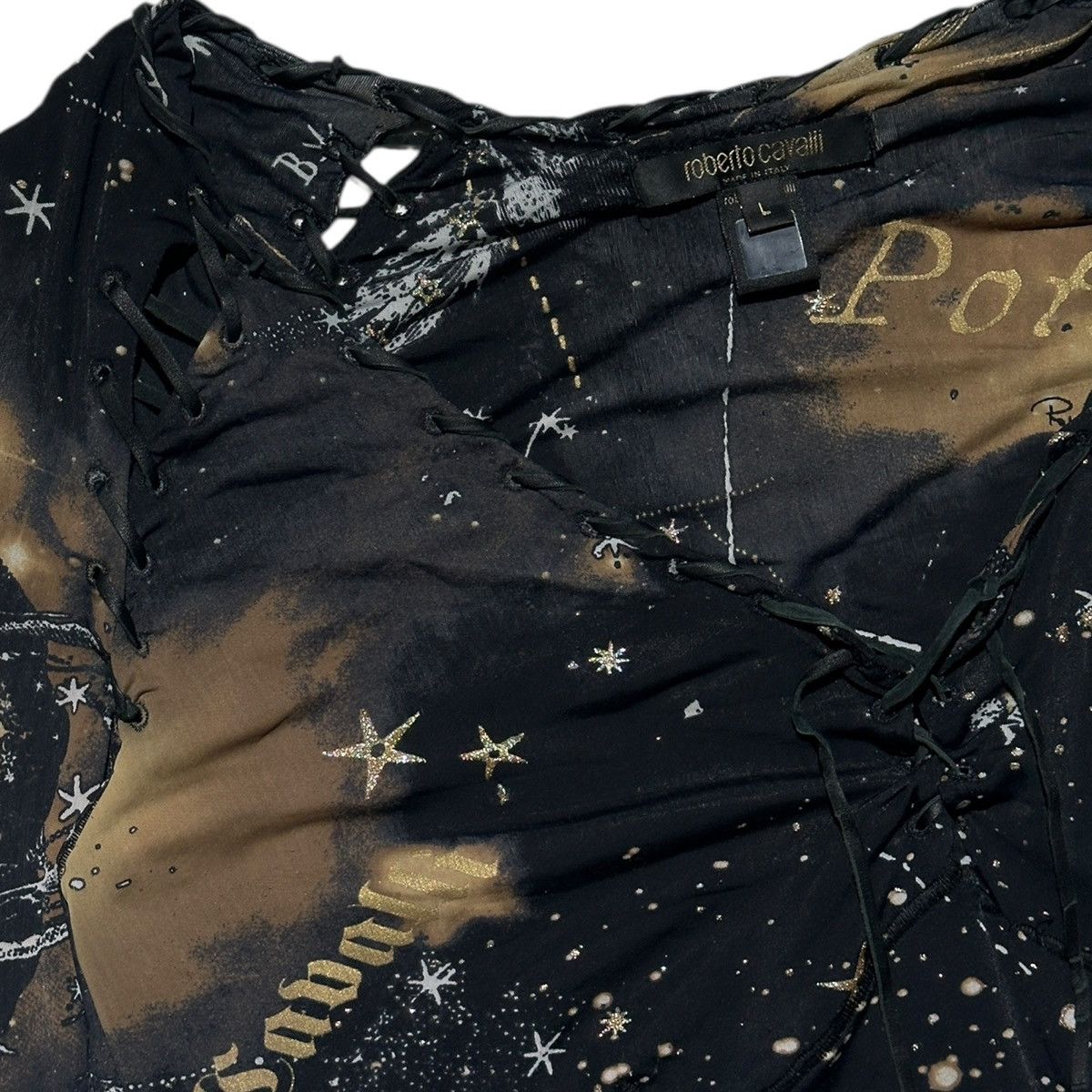 Roberto Cavalli 2003 Astrology lace up long sleeve Size L / US 10 / IT 46 - 2 Thumbnail