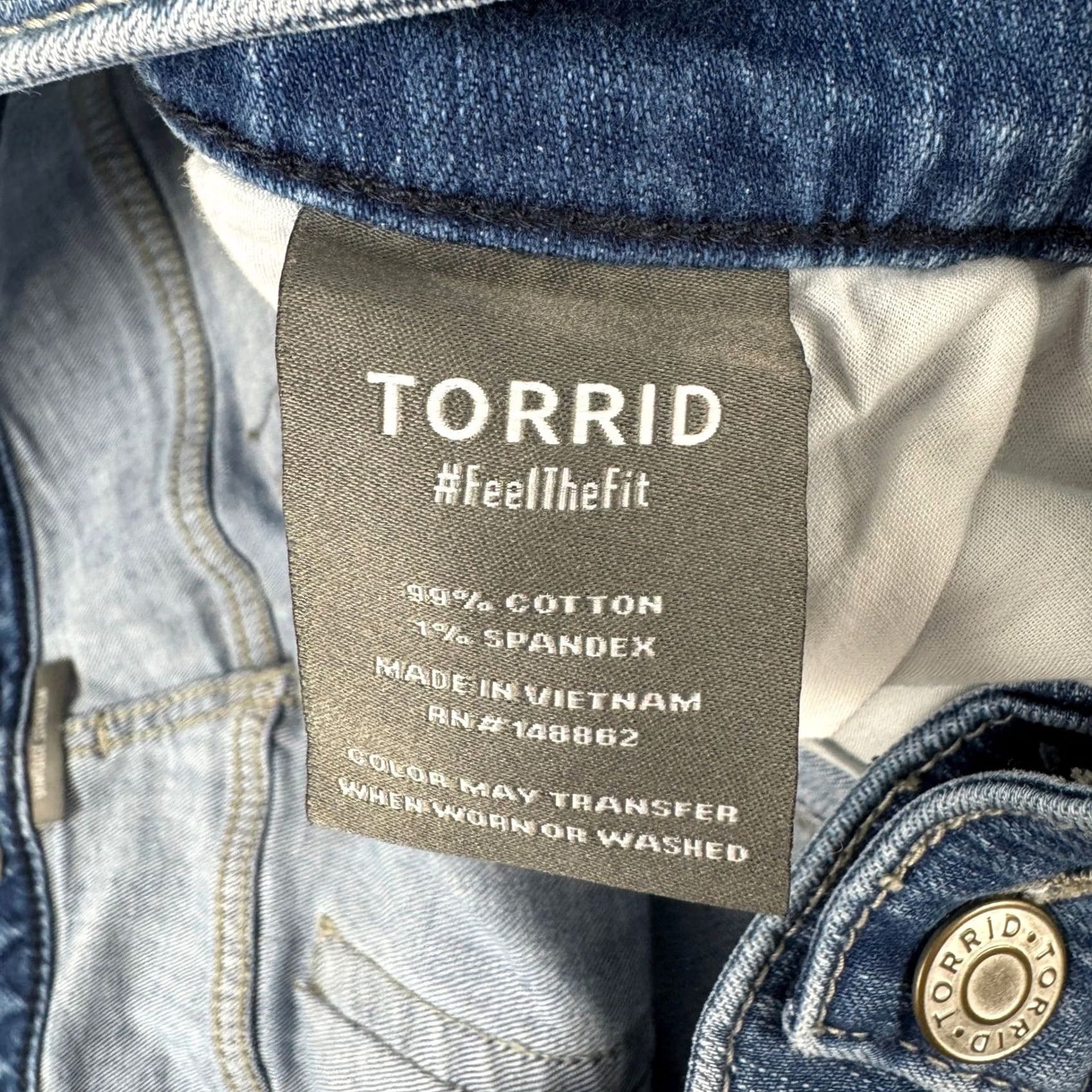 Torrid Torrid Crop Boyfriend Jeans Womens 20 Blue Distressed Stretch Size 42" / US 20 - 4 Thumbnail