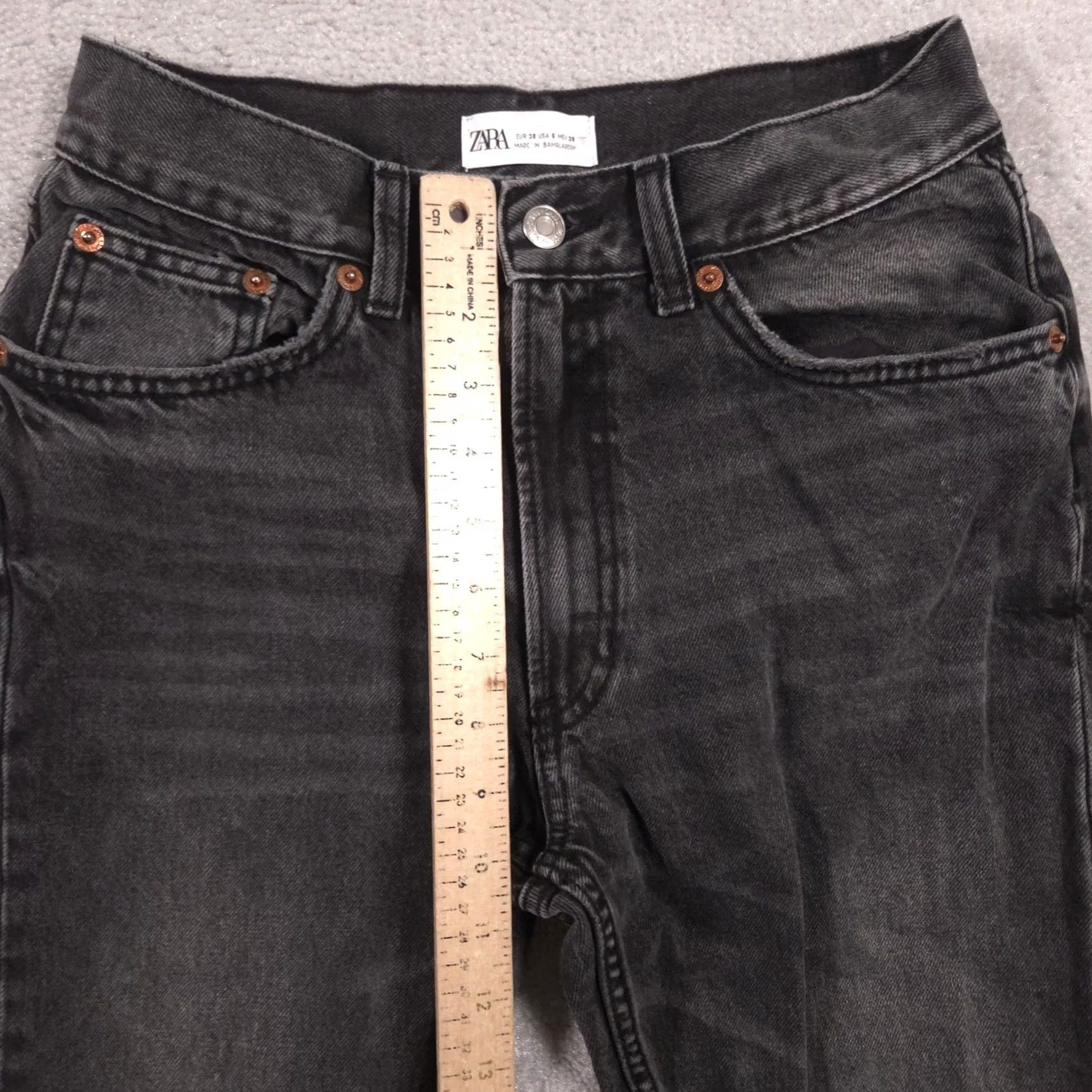 Zara Zara Jeans Womens 6 Gray Charcoal Wash Mid Rise Straight Leg Denim Casual Pants Womens Jeans Size 28" / US 6 / IT 42 - 6 Thumbnail