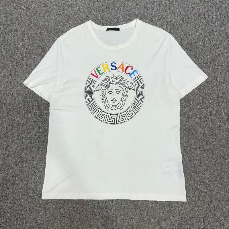 Versace Versace White Cotton Men's T-Shirt with Logo 0089 Size US XXL / EU 58 / 5 - 1 Thumbnail