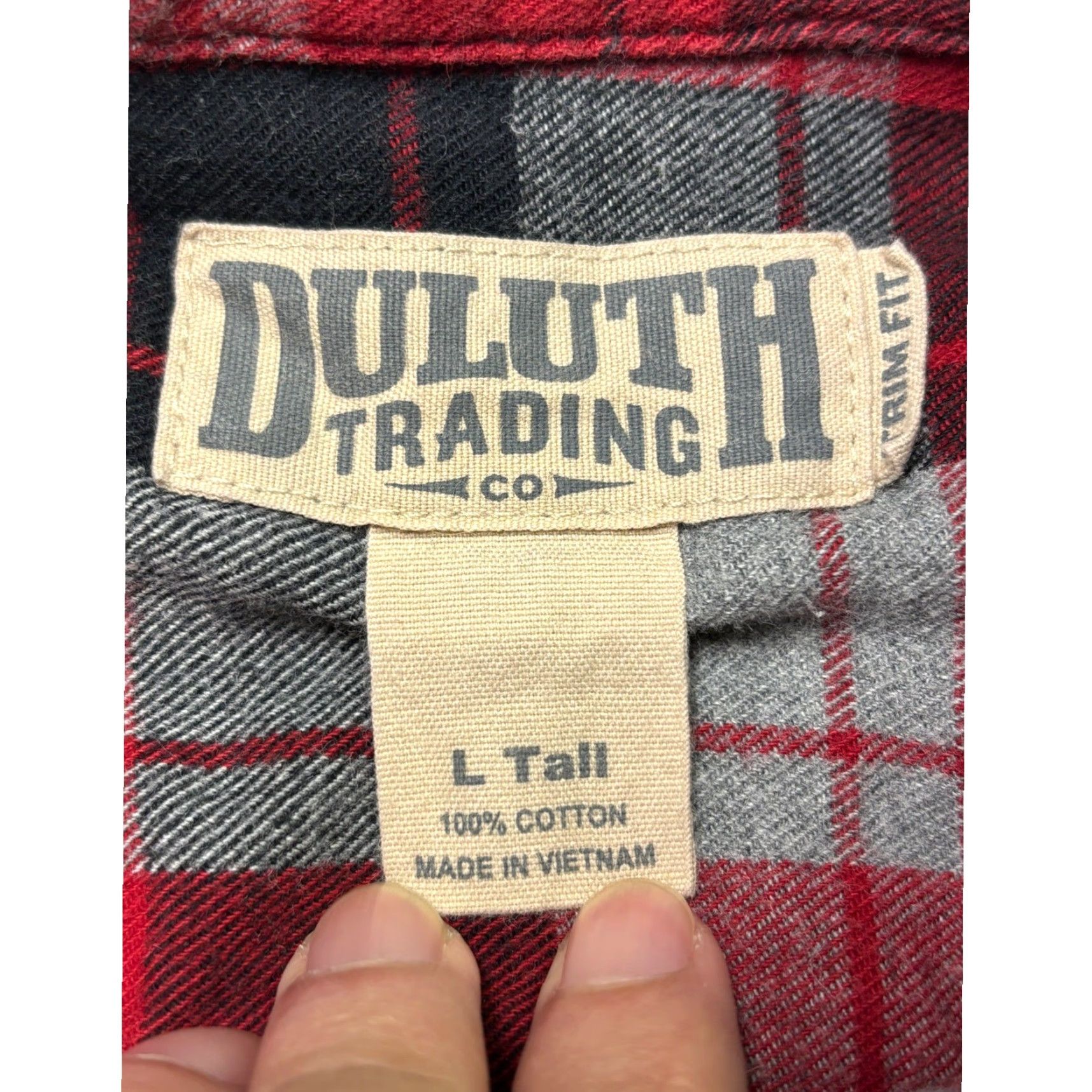 Duluth Trading Company Duluth Trading Co. Mens Flannel Shirt L Tall Red Gray Black Plaid Trim Fit Shirt Long Sleeve Button-Down Mens Boys? Size US XL / EU 56 / 4 - 4 Thumbnail