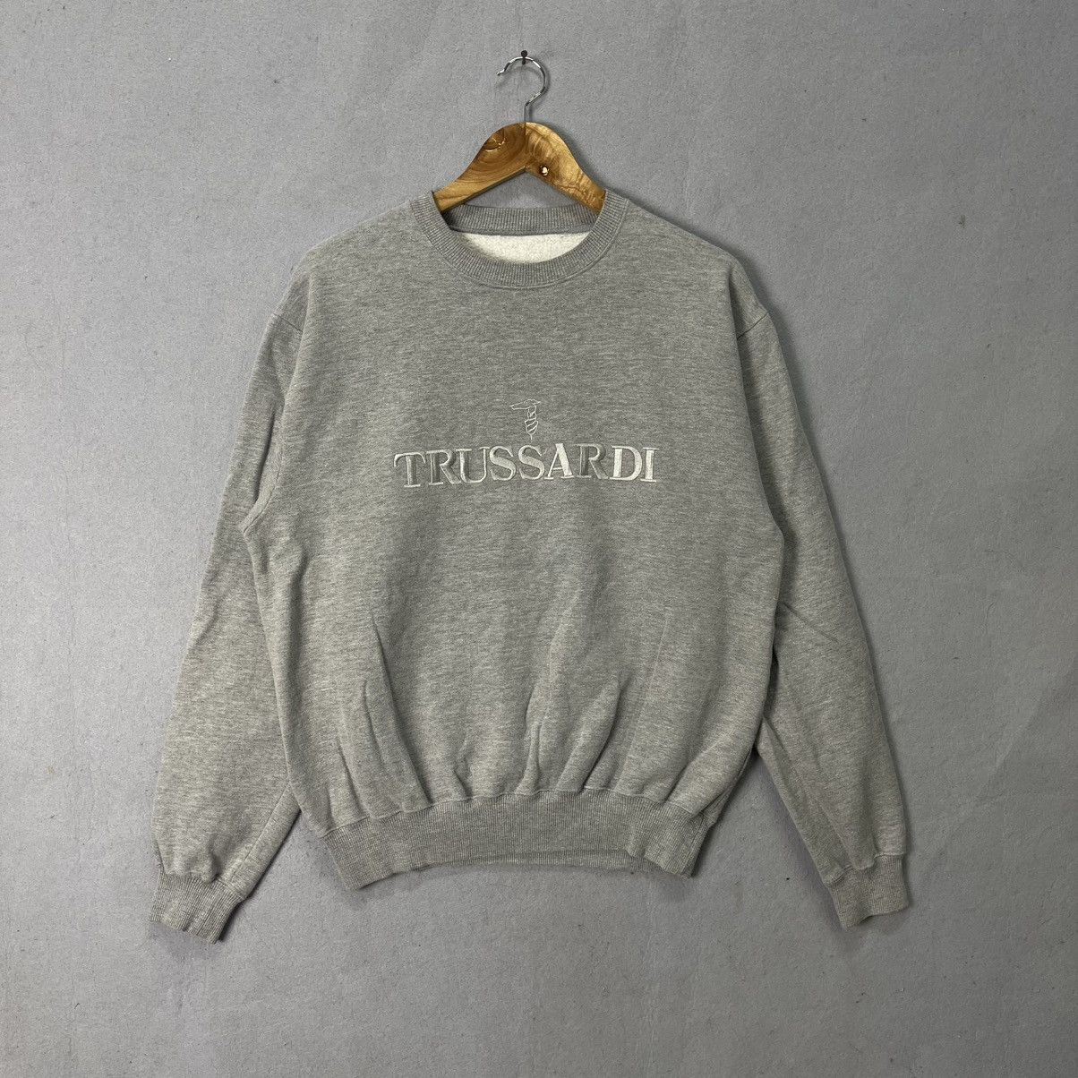 Trussardi Trussardi Embroidered Logo Sweatshirt – Grey (Made in Italy) Size US L / EU 52-54 / 3 - 1 Thumbnail