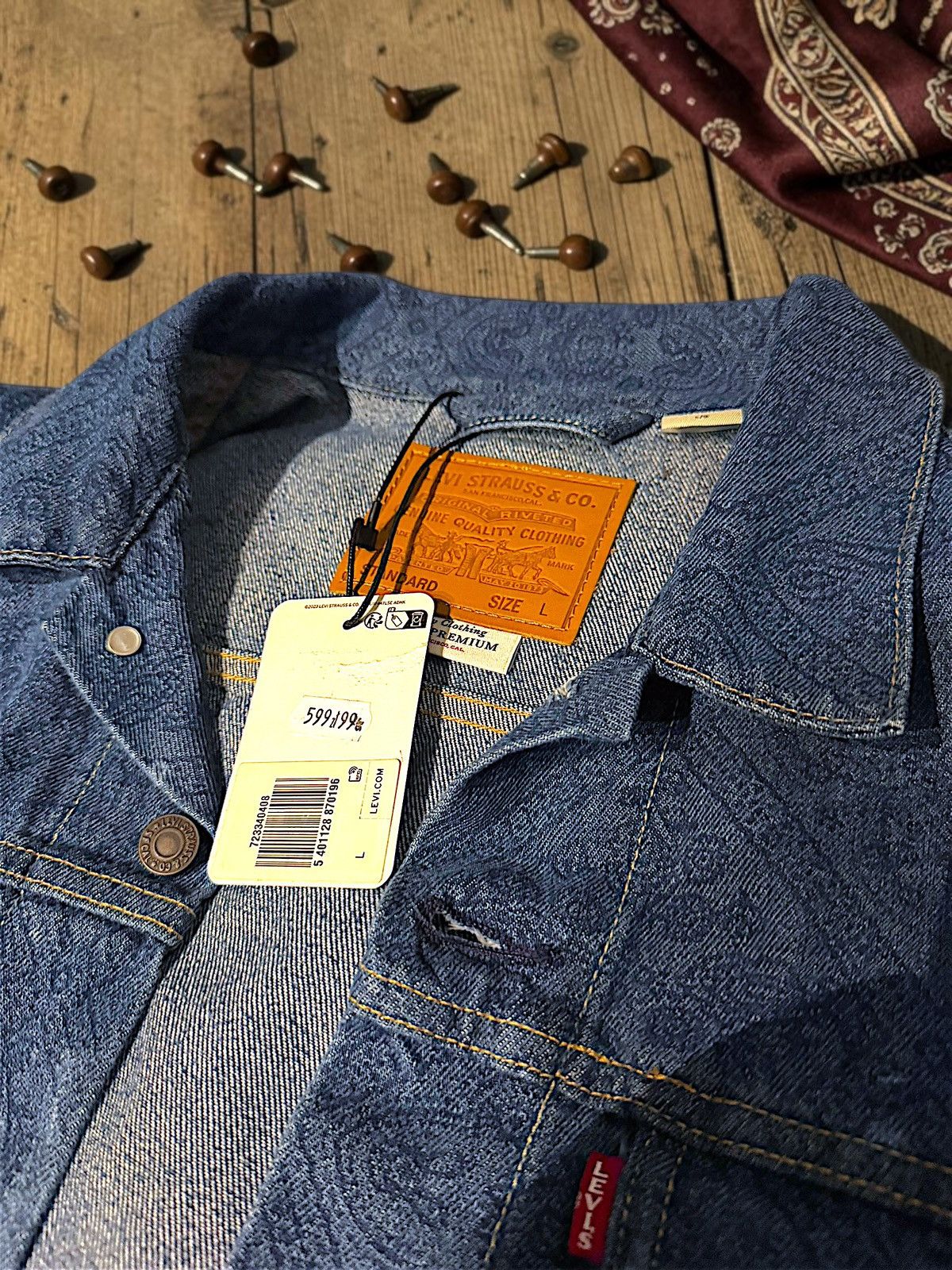 Levi's Vintage Clothing Levi’s jeans jacket premium vintage trucker fit western Size US L / EU 52-54 / 3 - 4 Thumbnail