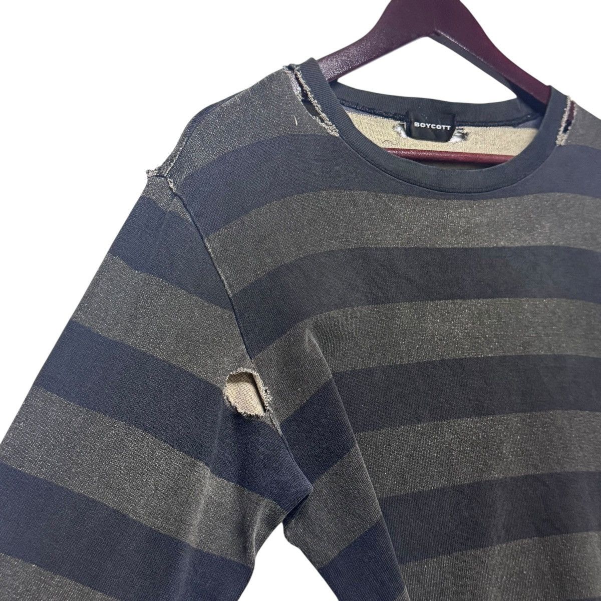 Distressed Thrashed Stripes Tee Shirt