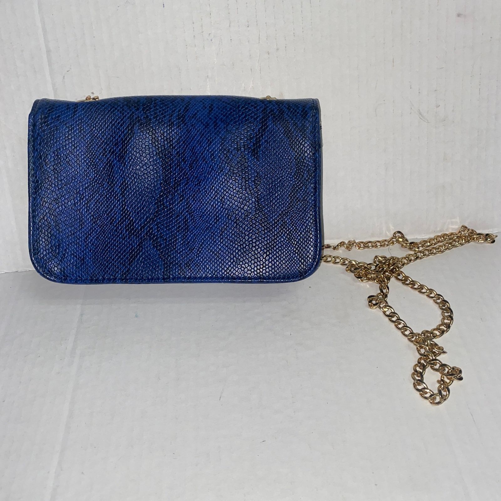 Other Blue Black Snakeskin Gold-Chain Strap Purse Shoulder Bag Size ONE SIZE - 11 Thumbnail
