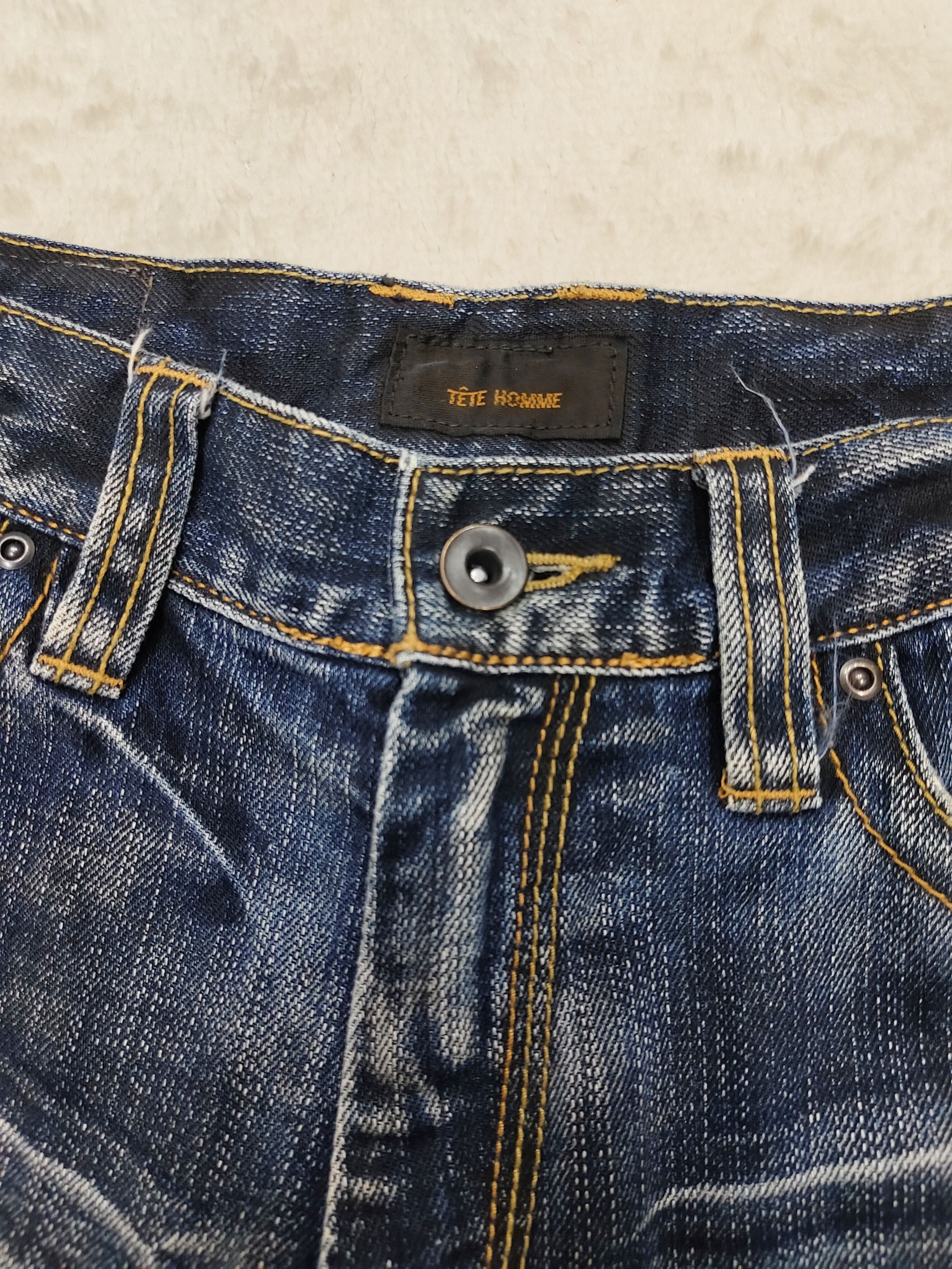 Tete Homme Tete Homme🇯🇵 Heavy Whisker Indigo Distressed Slim Jeans Size US 29 - 6 Thumbnail