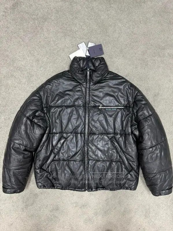 Prada Prada Black Leather Puffer Jacket for Men. Size US S / EU 44-46 / 1 - 1 Thumbnail