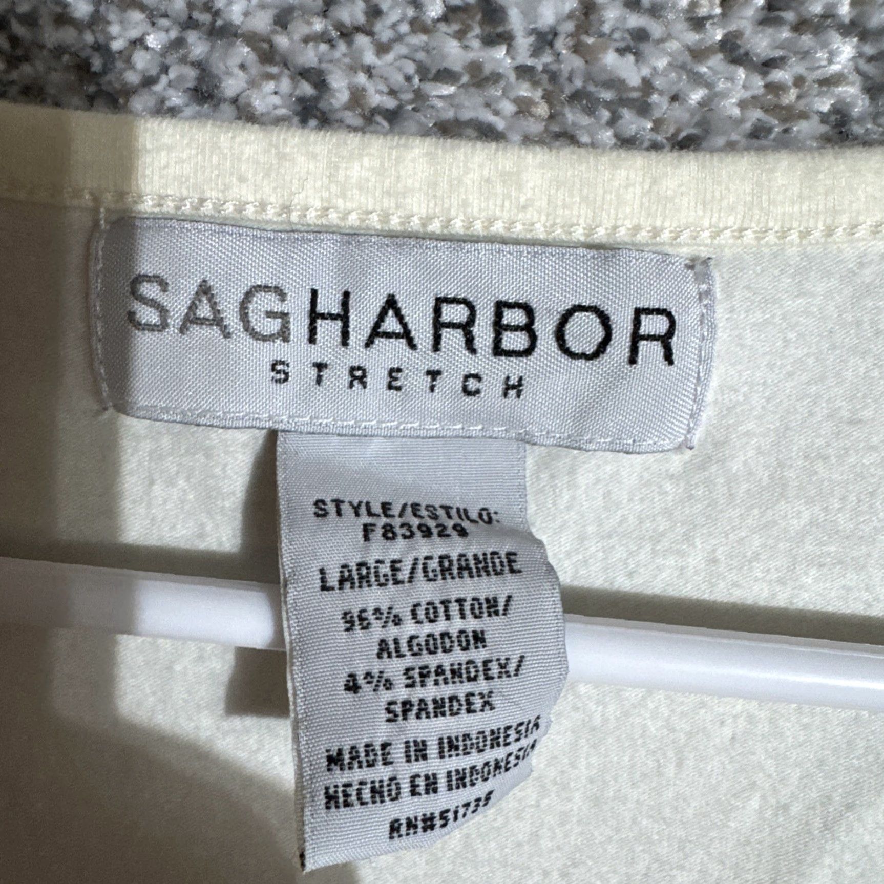 Vintage Sag Harbor Blouse Women L Sequins Embellished Top 3/4 Sleeve Round Neck Ivory Cotton Spandex Office Workwear Y2K Inspired Size L / US 10 / IT 46 - 6 Thumbnail