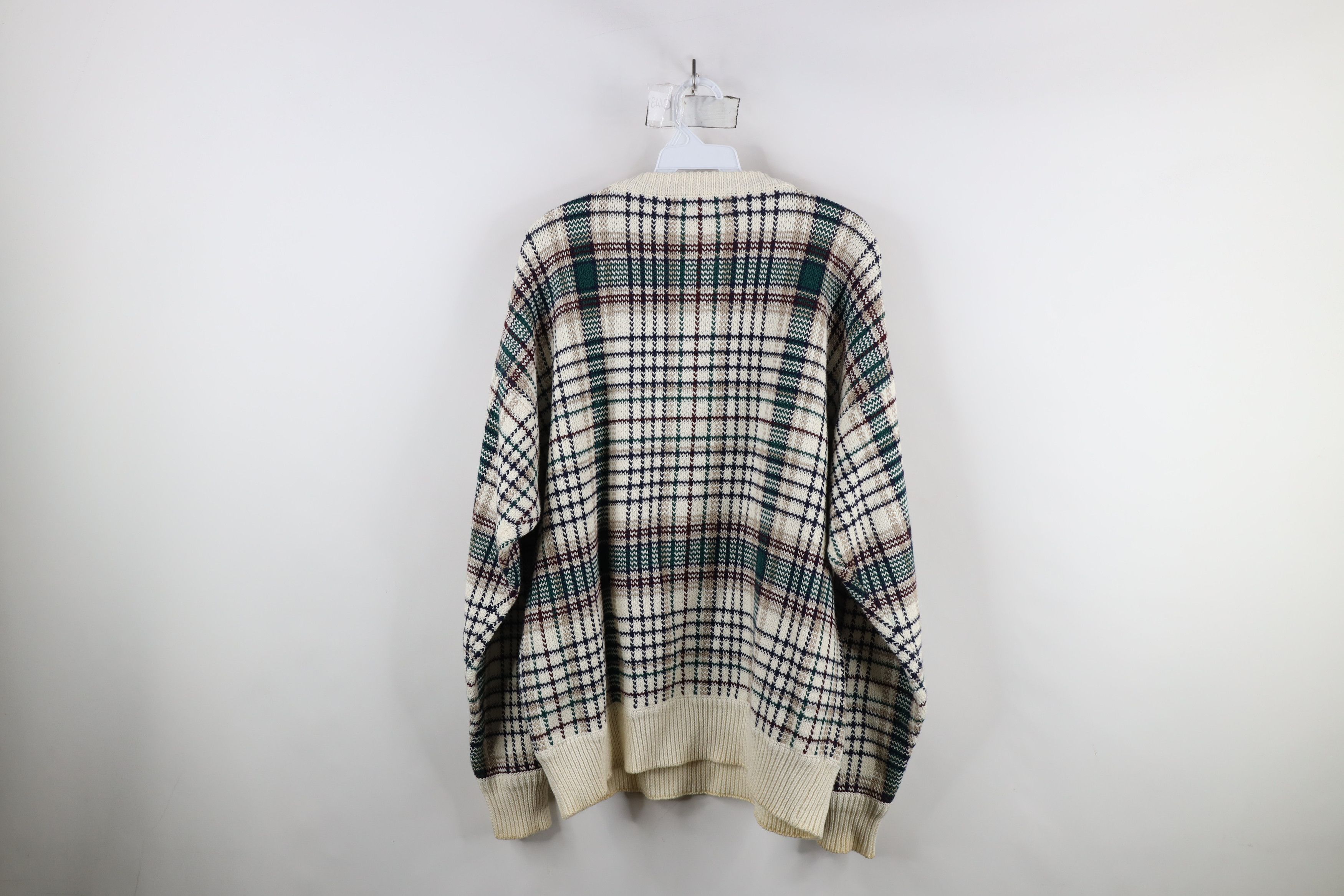 Vintage Vintage 90s Streetwear Cotton Knit Crewneck Sweater Plaid Size US XL / EU 56 / 4 - 6 Thumbnail