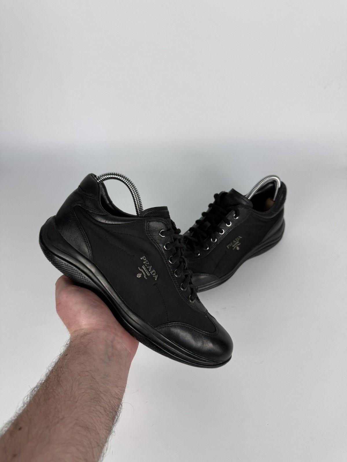 Prada Prada Milano Black Nylon & Leather Sneakers Size US 6.5 / IT 36.5 - 1 Thumbnail