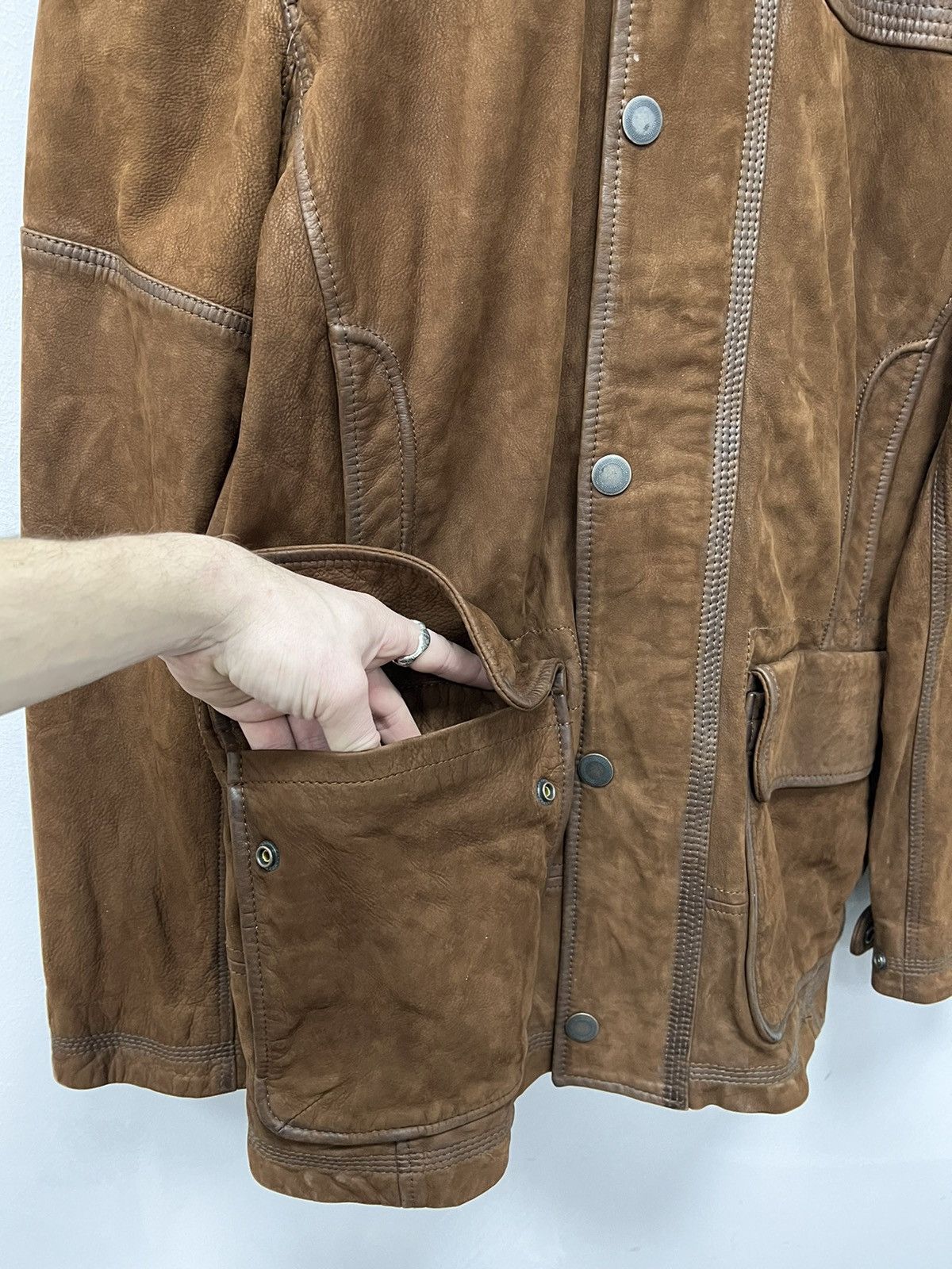 Timberland × Vintage distressed suede brown avant garde leather coat jacket Size US M / EU 48-50 / 2 - 7 Thumbnail