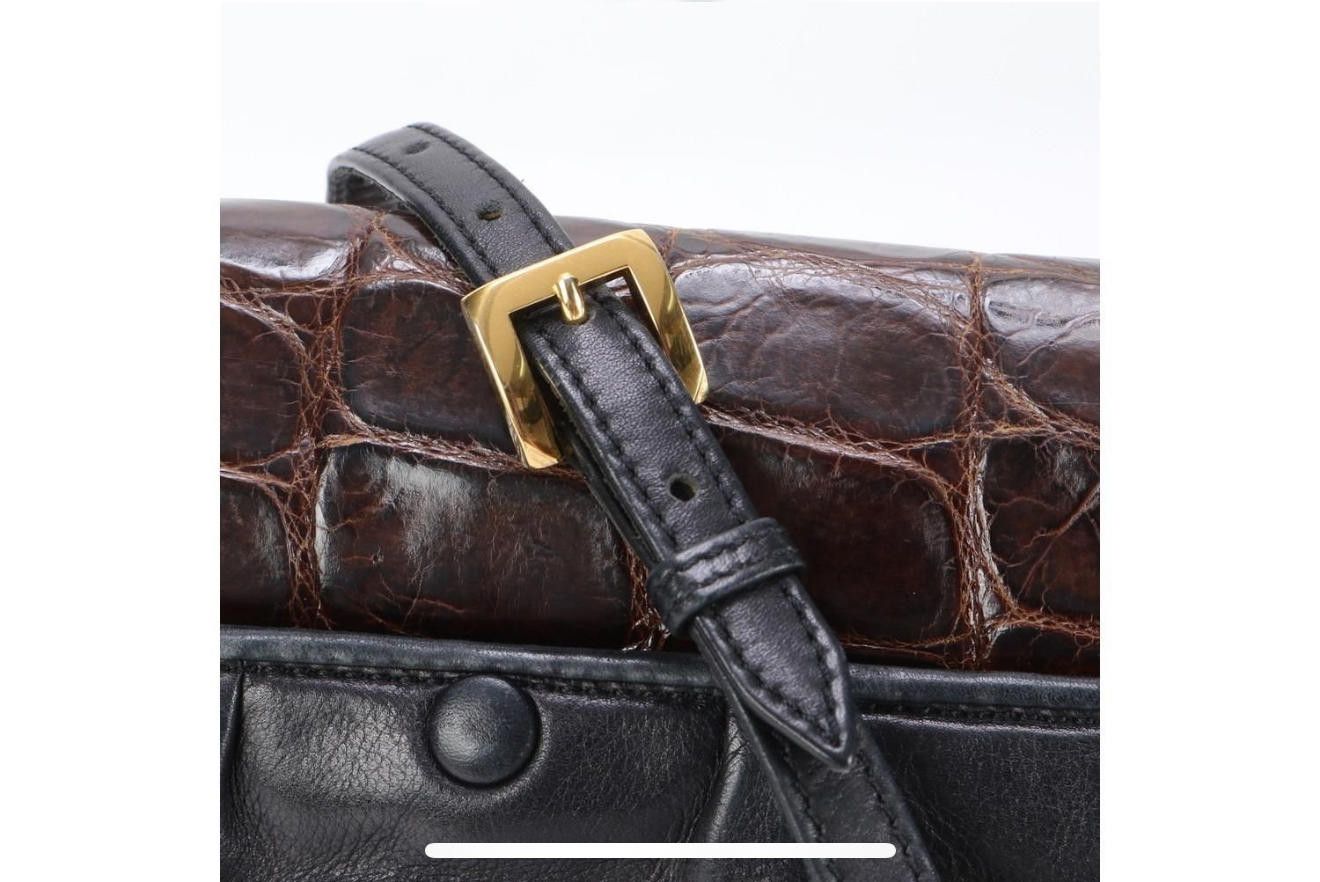 Loewe Vintage Loewe Black Shoulder Bag with Croc Embossed Flap Size ONE SIZE - 5 Thumbnail