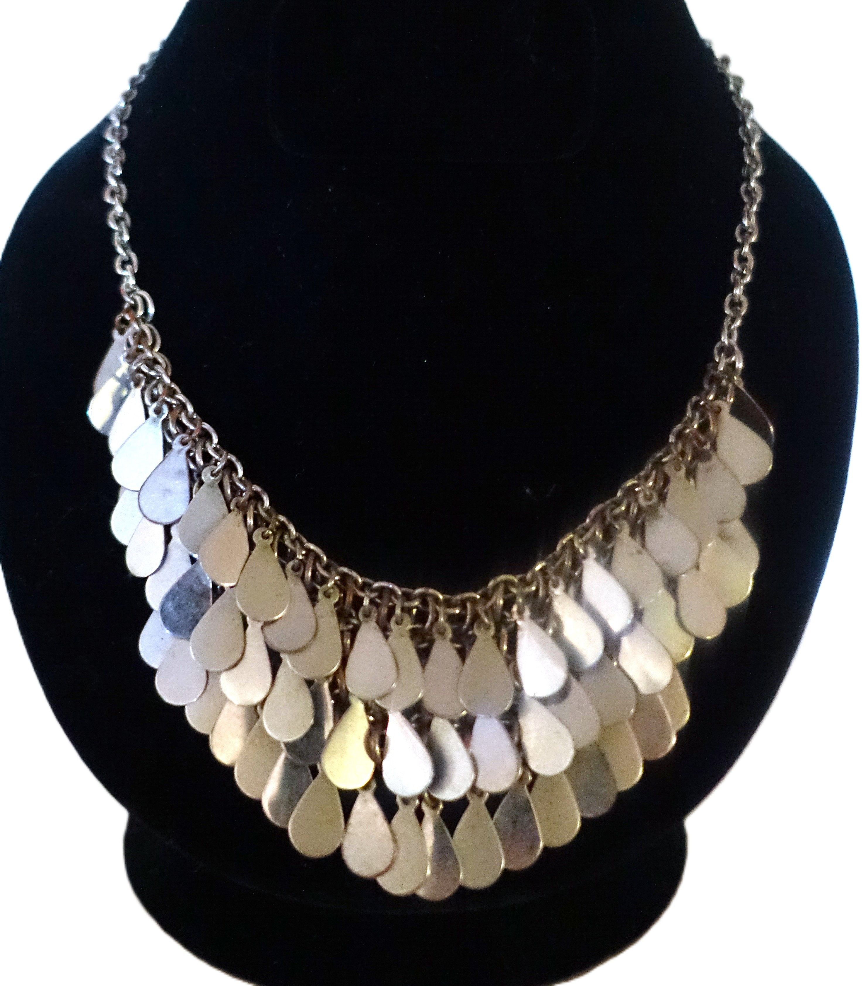 Vintage Silver Tone Boho Chain Dangle Choker Necklace Size ONE SIZE - 2 Thumbnail