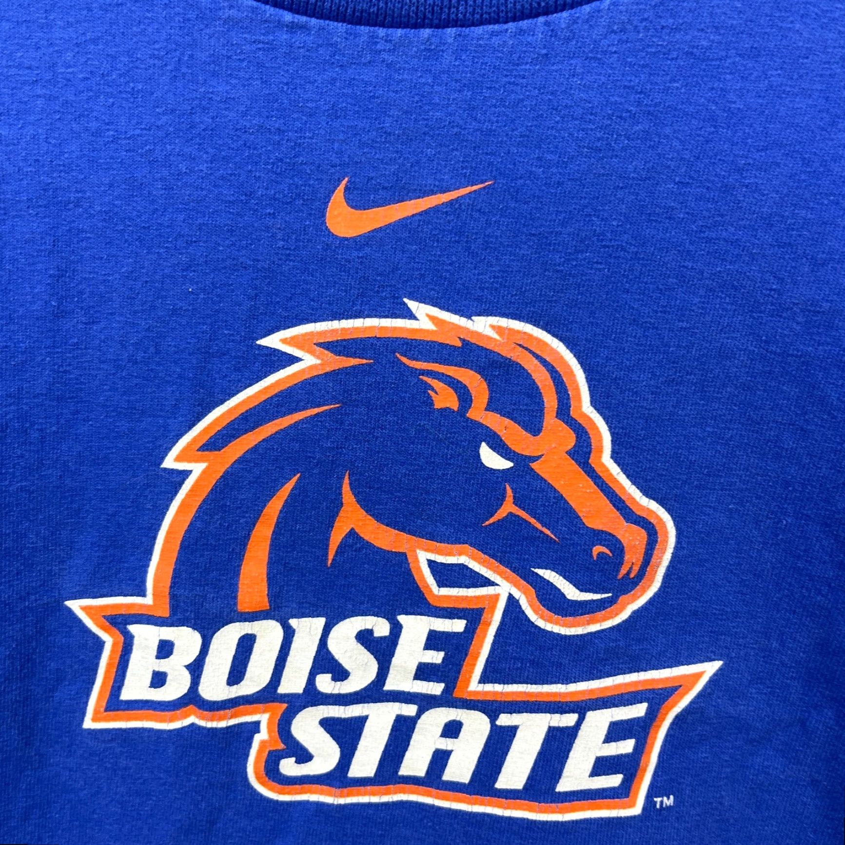 Nike VINTAGE Nike Boise State Broncos University T-Shirt Long Sleeve Center Swoosh Large Blue Mens L Size US L / EU 52-54 / 3 - 6 Thumbnail