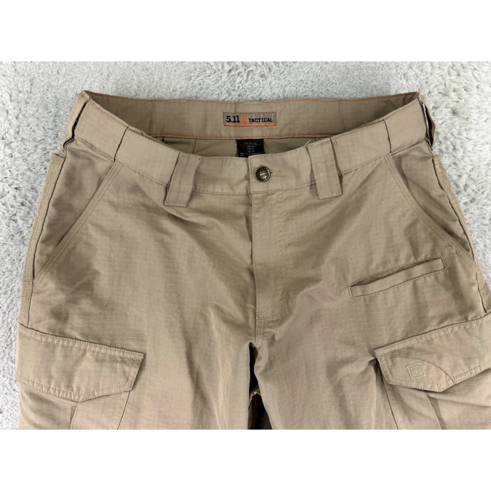 Vintage 5.11 Tactical Pants Mens Beige Cargo 34 Regular Inseam 32 Straight Rise High Cotton Canvas Pocket G-2A Rip-Stop Size US 34 / EU 50 - 7 Thumbnail