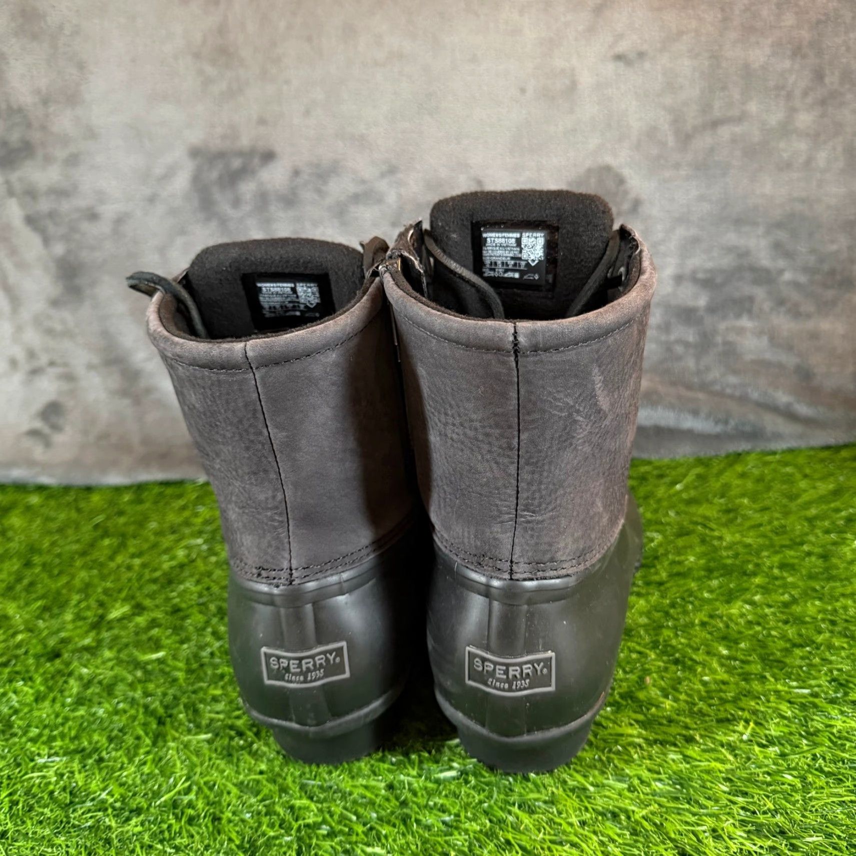 Sperry Sperry Saltwater Black Grey Leather Rubber Duck Boots STS88108 Womens Size 10 Size US 11 / IT 41 - 6 Thumbnail