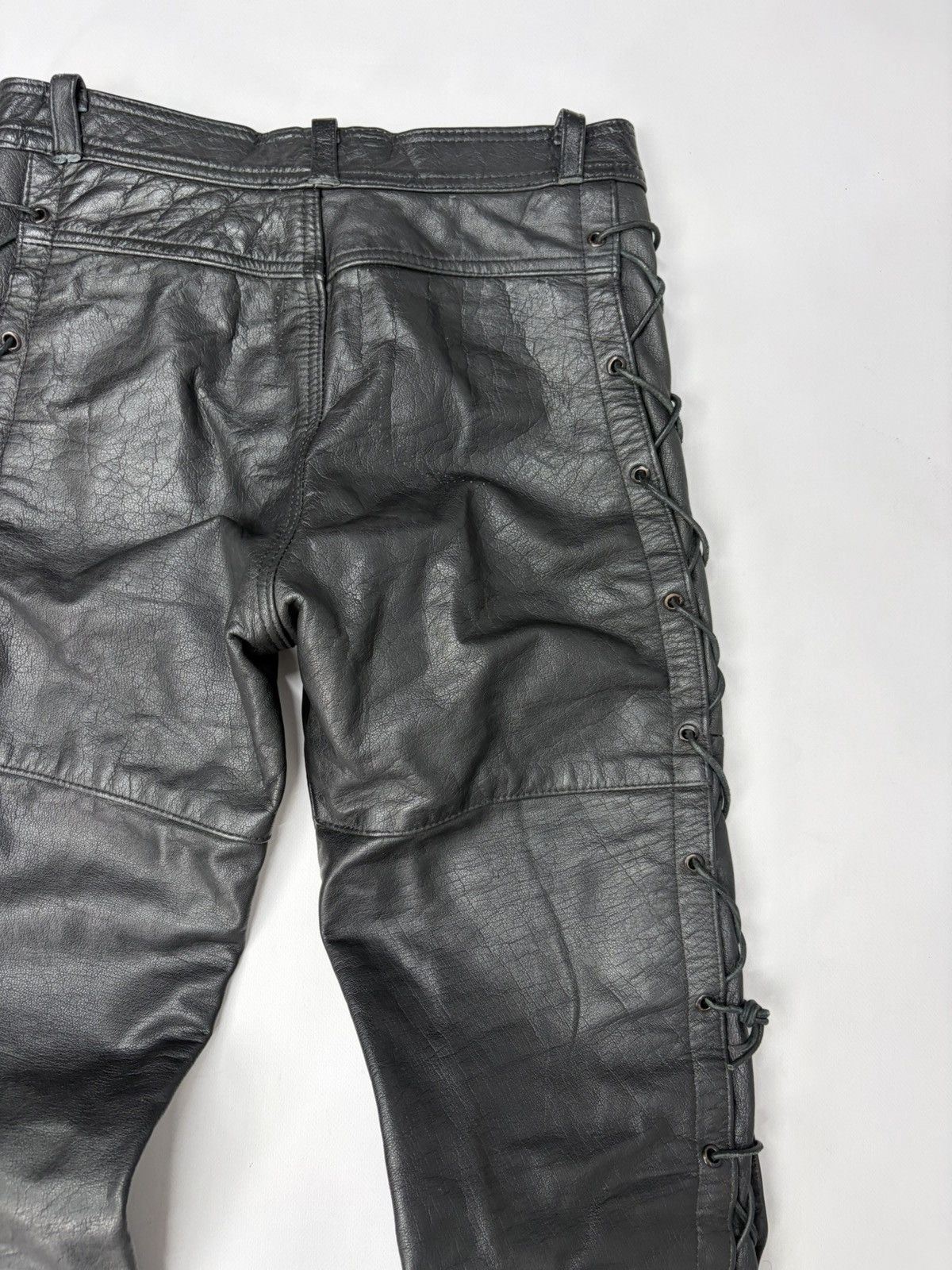 Hedi Slimane 🔥 Vintage Leather Pants 00s Italian Rock Noir Archive Grunge Size US 29 - 6 Thumbnail