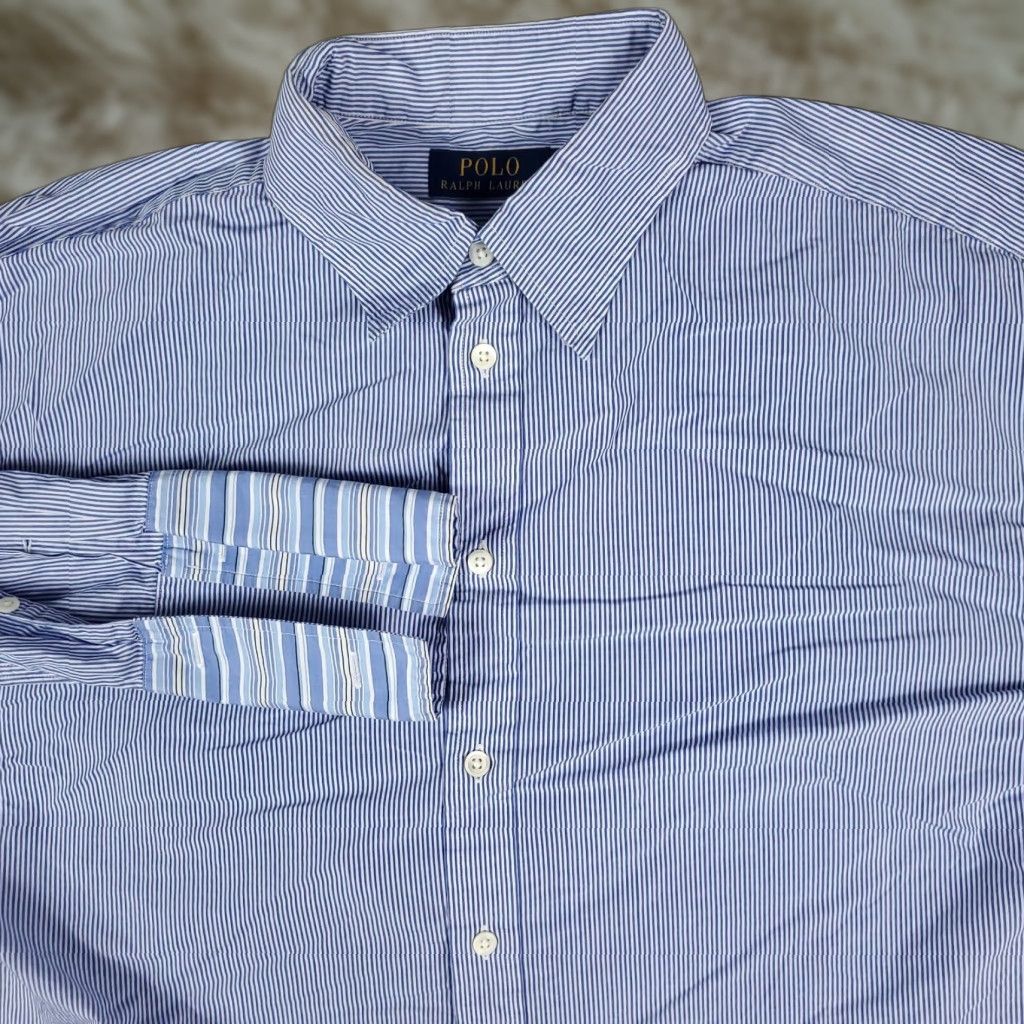 Ralph Lauren Ralph Lauren Shirt Striped Button-Up Adult Large Cotton Multicolor Blue White 90s Classic Mens Body Size L Size US L / EU 52-54 / 3 - 1 Thumbnail
