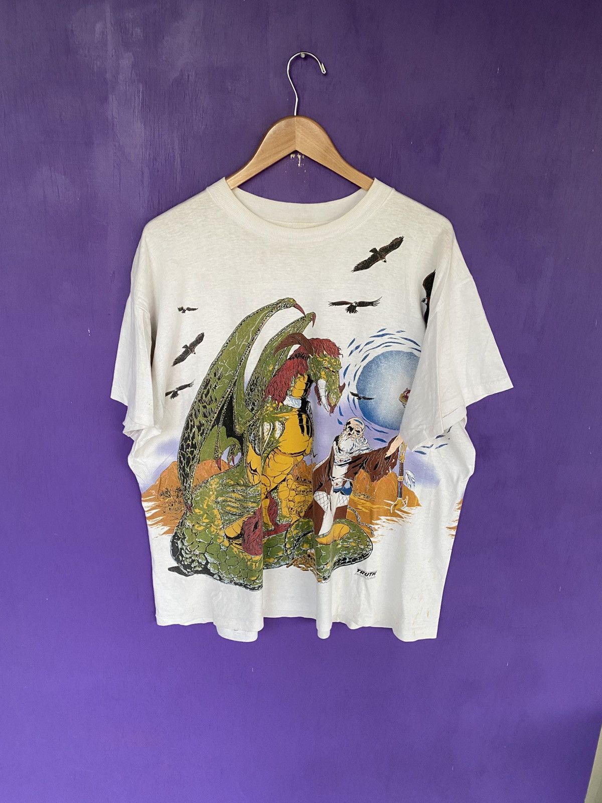 Other Vintage 1995 Wizard/Dragon AOP t-shirt Size US XL / EU 56 / 4 - 1 Thumbnail