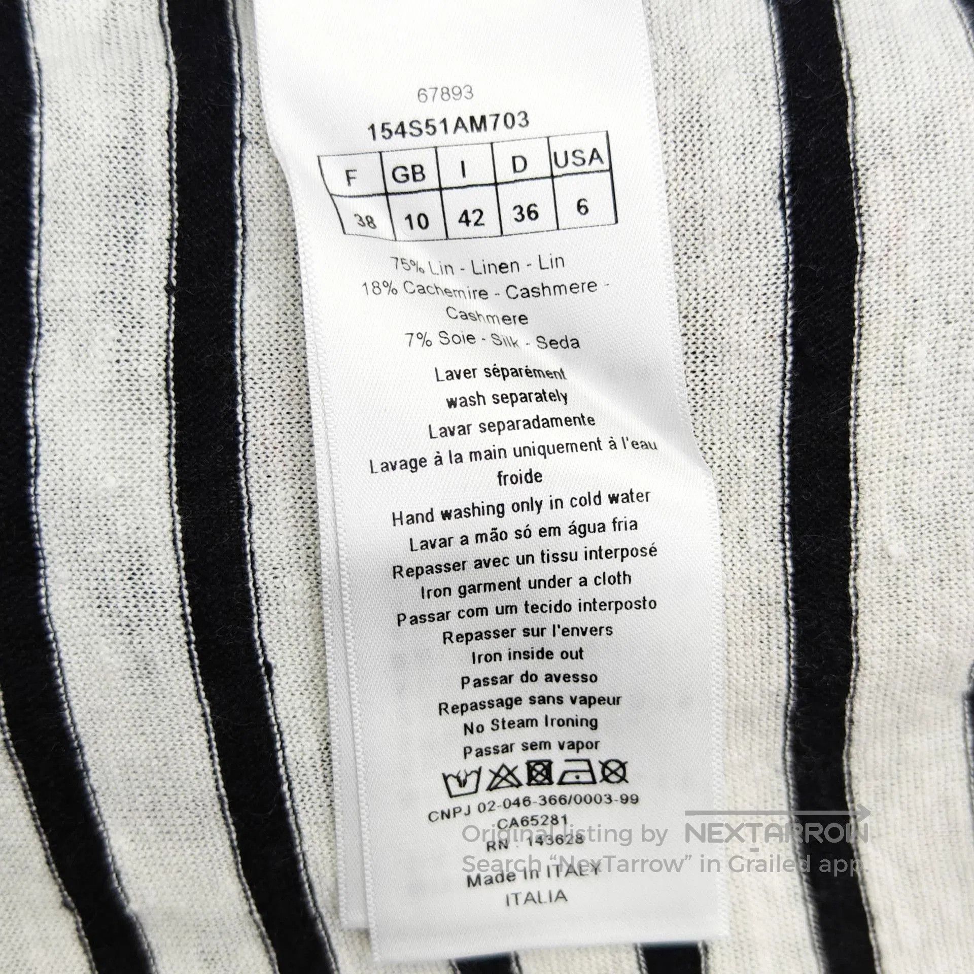 Dior Dior Zoo Striped Long Sleeve T-shirt. Size US M / EU 48-50 / 2 - 4 Thumbnail