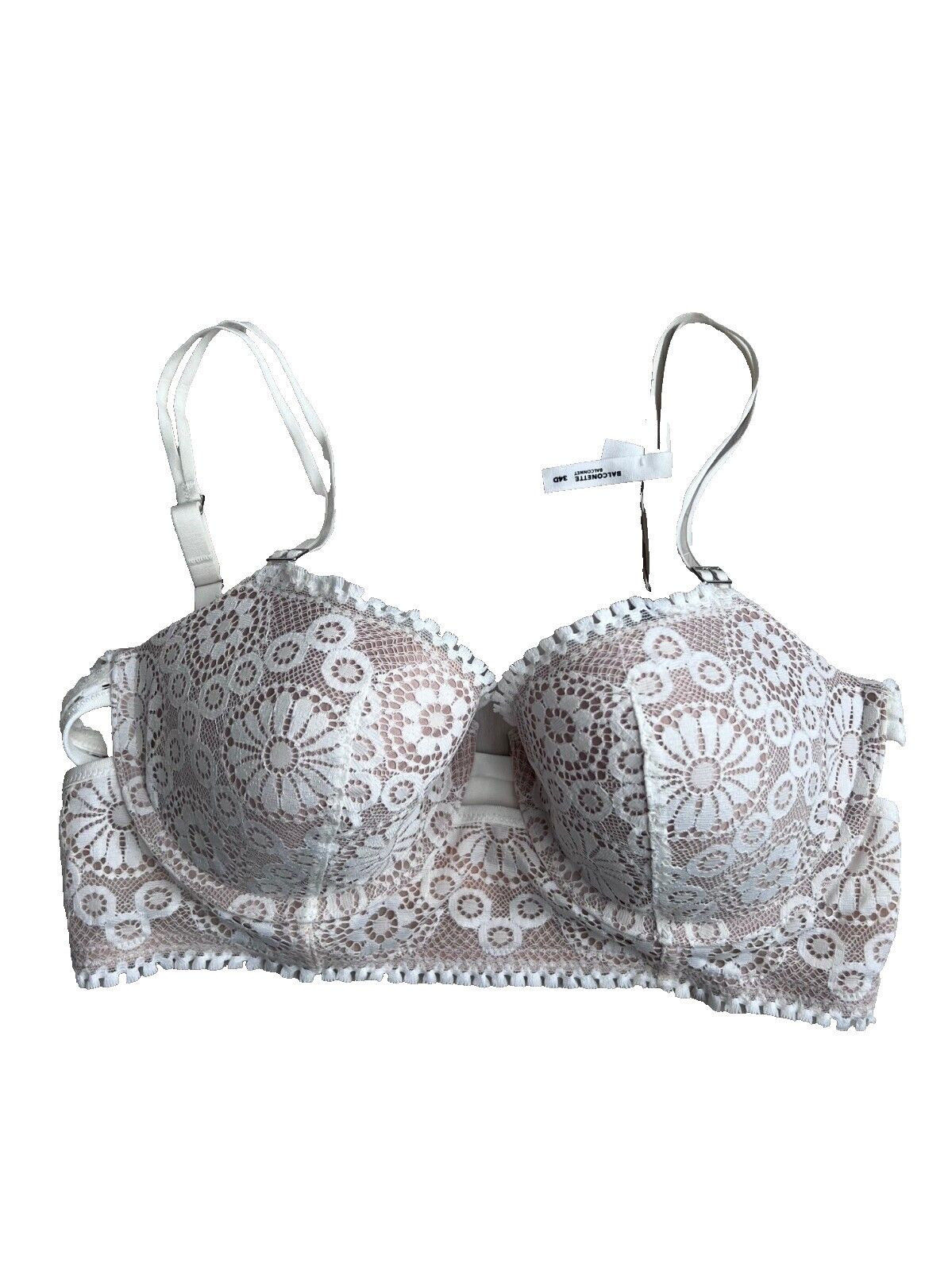 Other Aerie Floral Lace Balconette Bra Beige / White ( 34D ) Size ONE SIZE - 1 Thumbnail