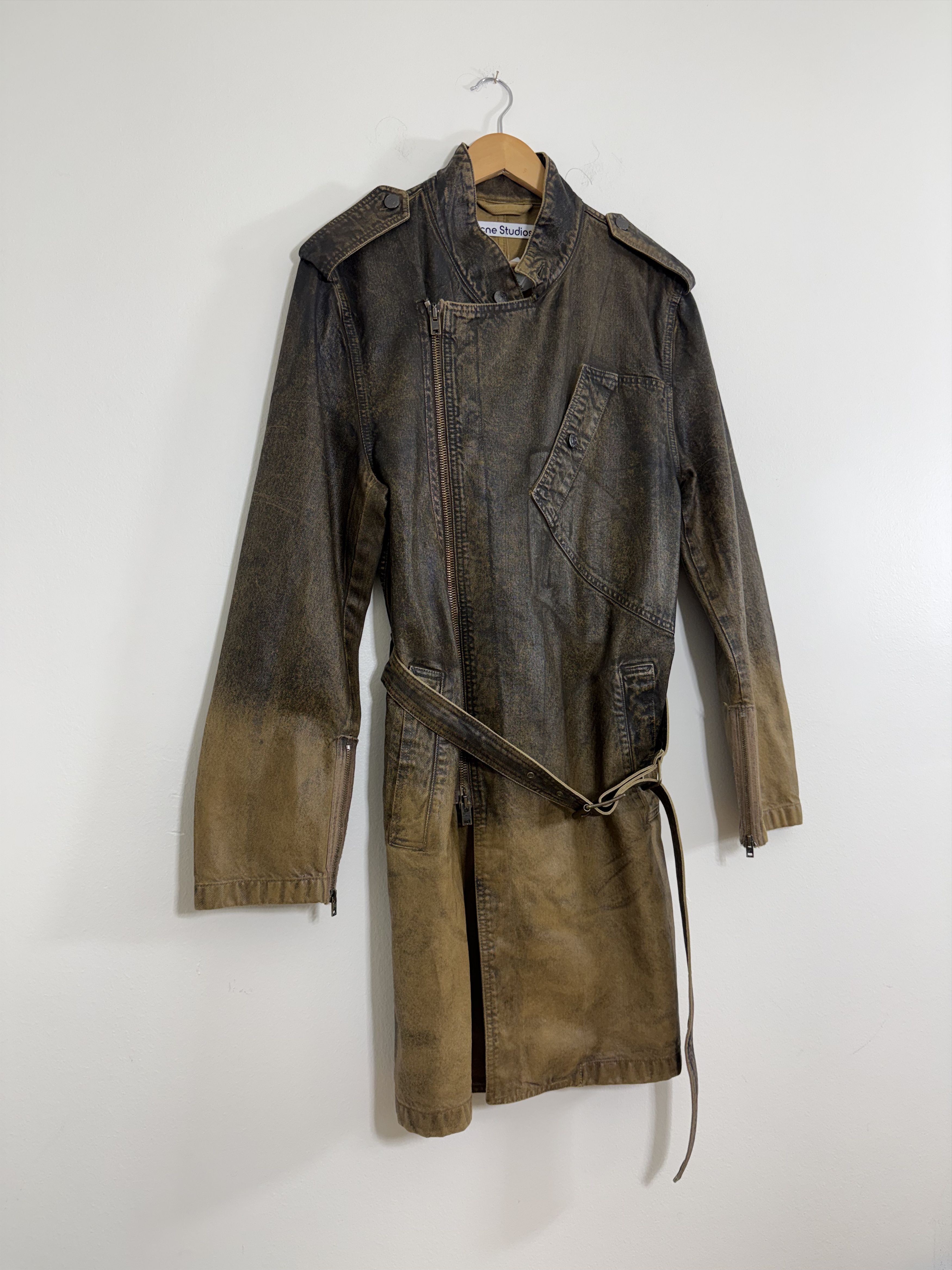 Acne Studios FW24 Waxed Denim Gradient Belted Coat Size US M / EU 48-50 / 2 - 3 Thumbnail