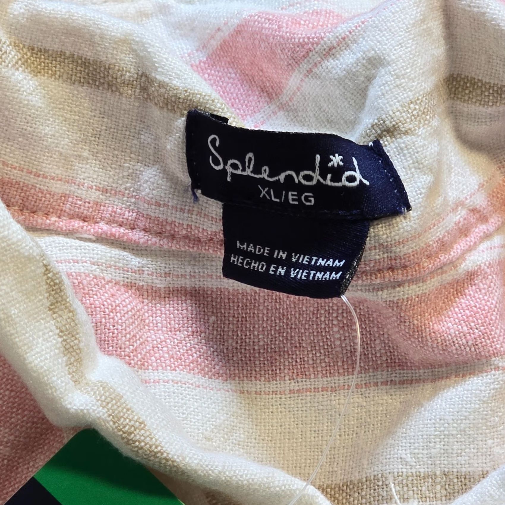 Splendid Splendid Tank Women XL Pink Stripe Linen Blend Sleeveless Button Casual VINTAGE? No Size XL / US 12-14 / IT 48-50 - 3 Thumbnail