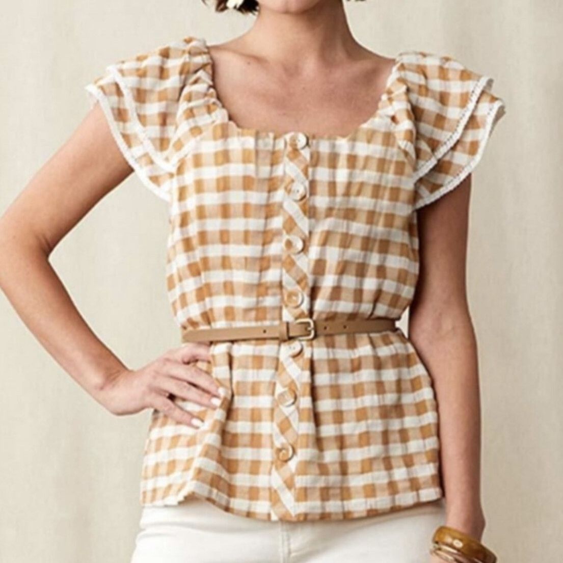 Jane's Addiction Matilda Jane Womens Annabelle Gingham Button Blouse L Preppy Size L / US 10 / IT 46 - 1 Thumbnail