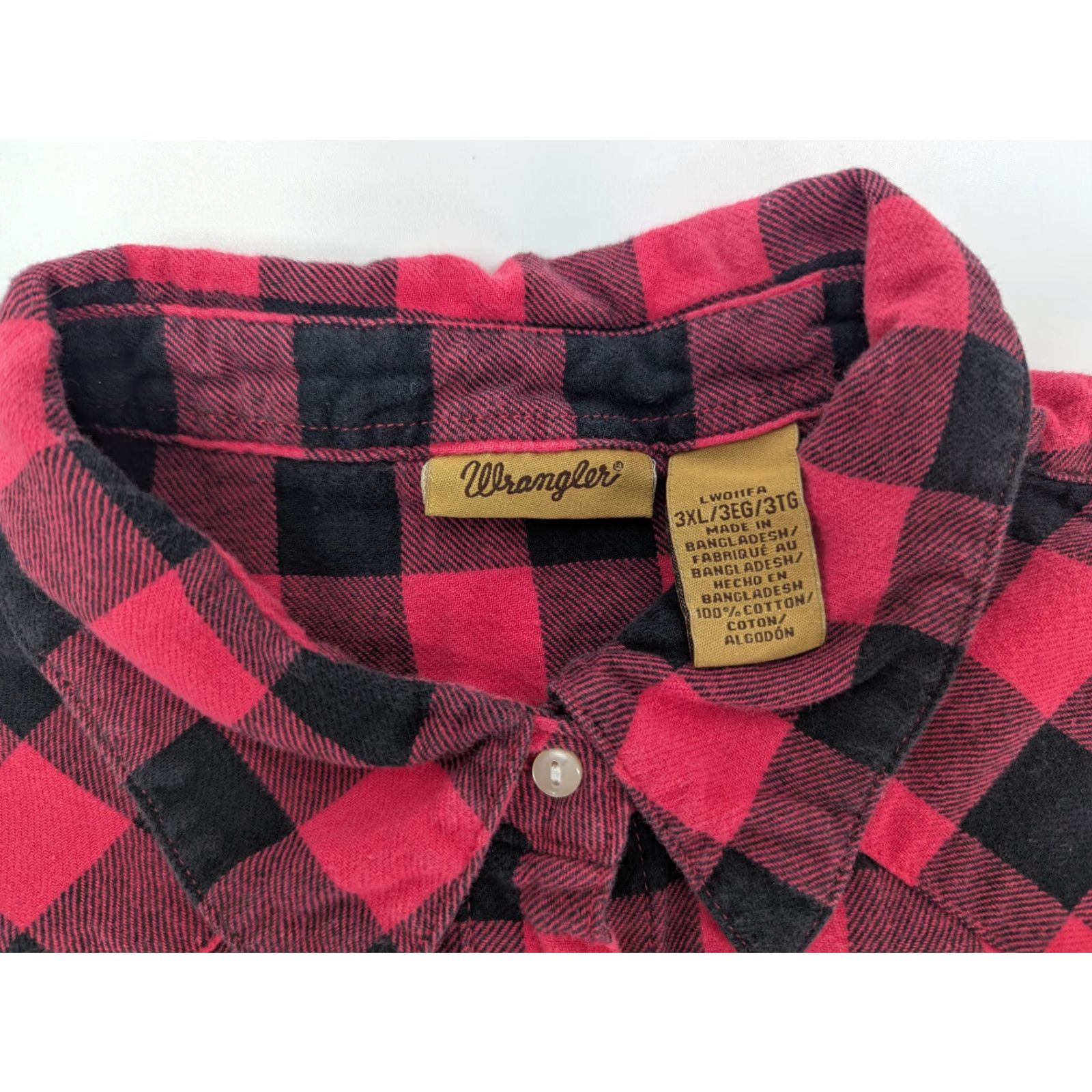 Wrangler VINTAGE Wrangler Wrancher Womens Western 3XL Flannel Red Plaid Pearl Snap Button Shirt Size XXL / US 16-18 / IT 52-54 - 7 Thumbnail