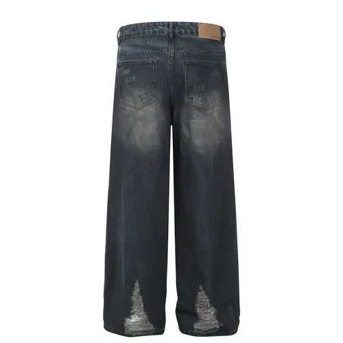 Japanese Brand American street washed distressed straight ripped jeans Size US 32 / EU 48 - 4 Thumbnail
