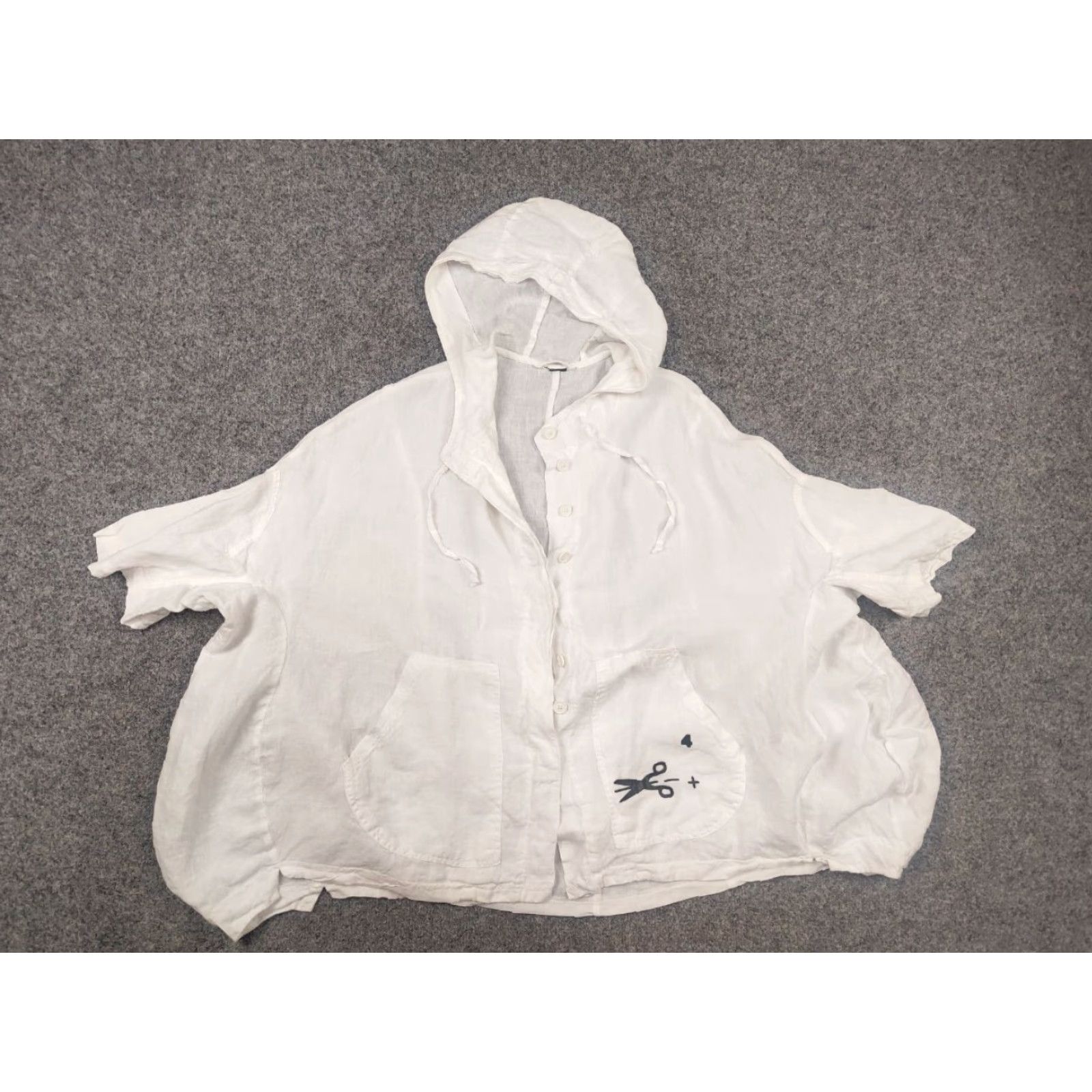 Vintage Rundholz Black label Design Asymmetric Button Hooded White Linen Oversized Jacket Size M / US 6-8 / IT 42-44 - 7 Thumbnail
