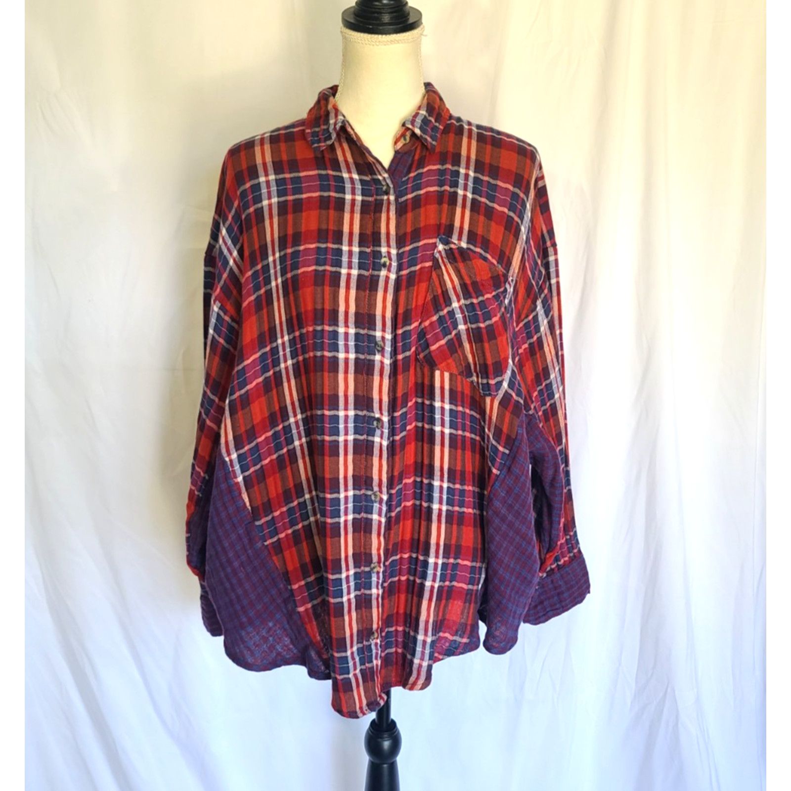 Free People Free People Plaid One Of The Guys Shirt Top Small Oversized Size S / US 4 / IT 40 - 2 Thumbnail