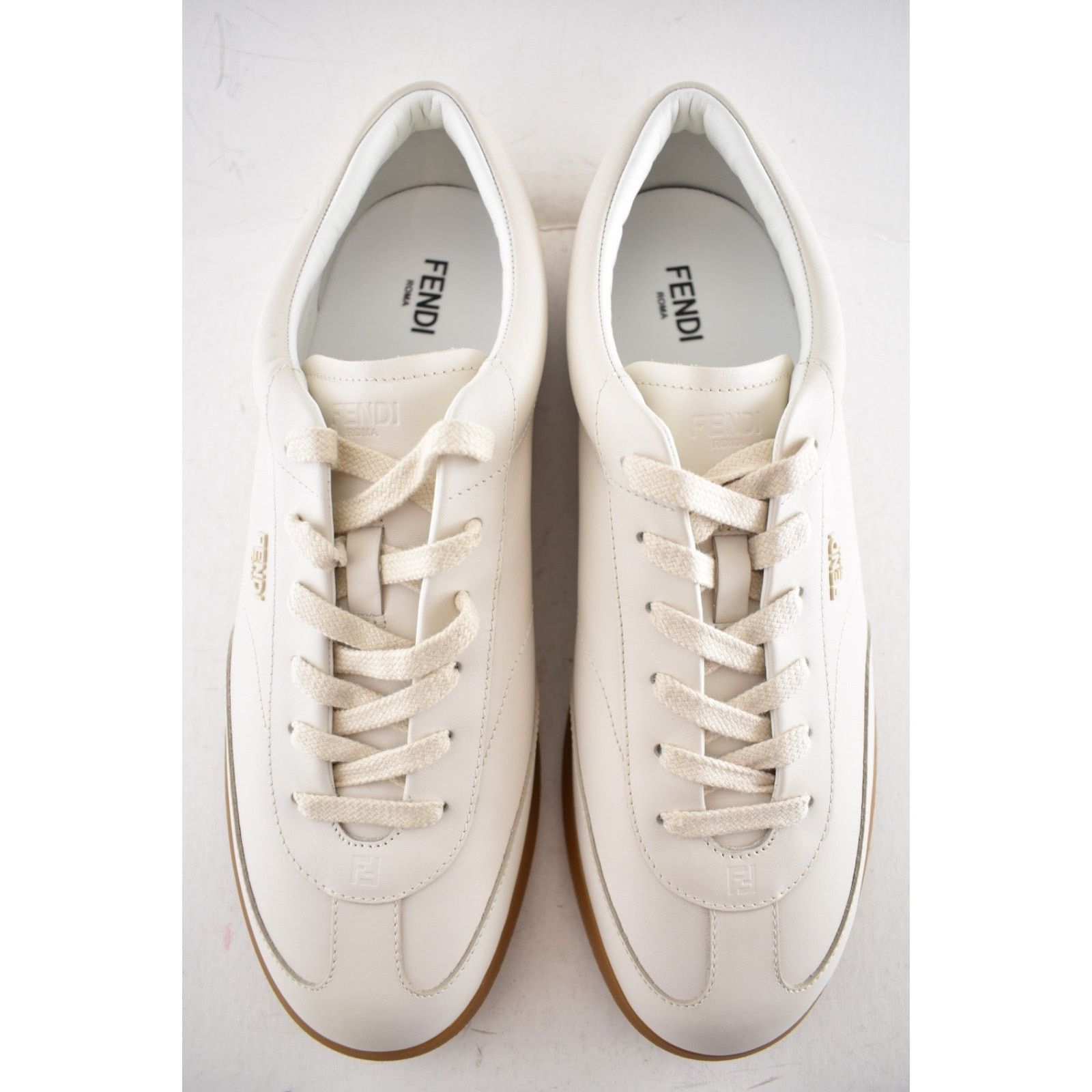 Fendi Fendi Light Bianco Ice White Leather Low Top Sneakers US 12 Size US 12 / EU 45 - 12 Thumbnail