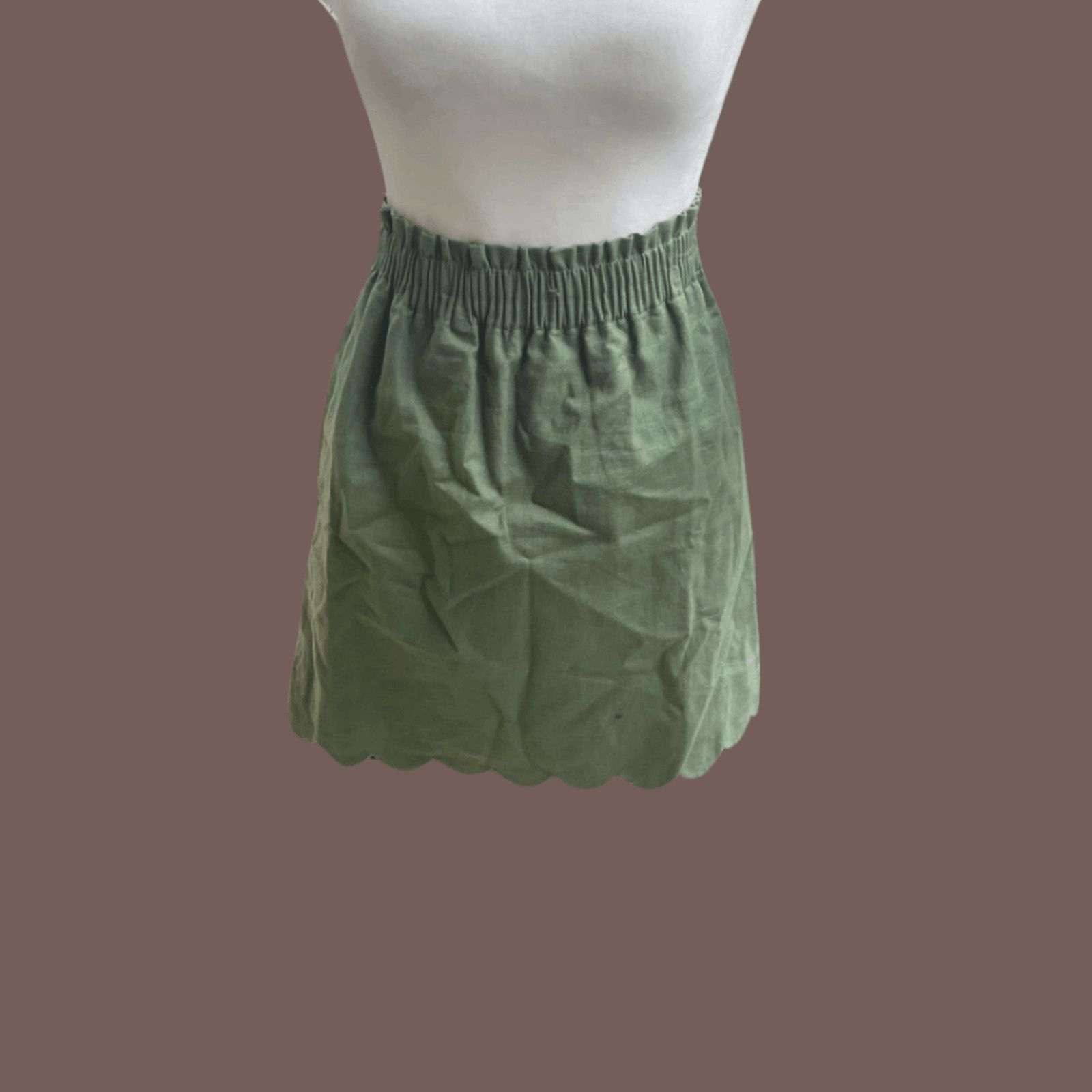 J.Crew VTG Skirt | J. Crew Olive Green Scalloped | Minimalist Fit Size 28" / US 6 / IT 42 - 1 Thumbnail