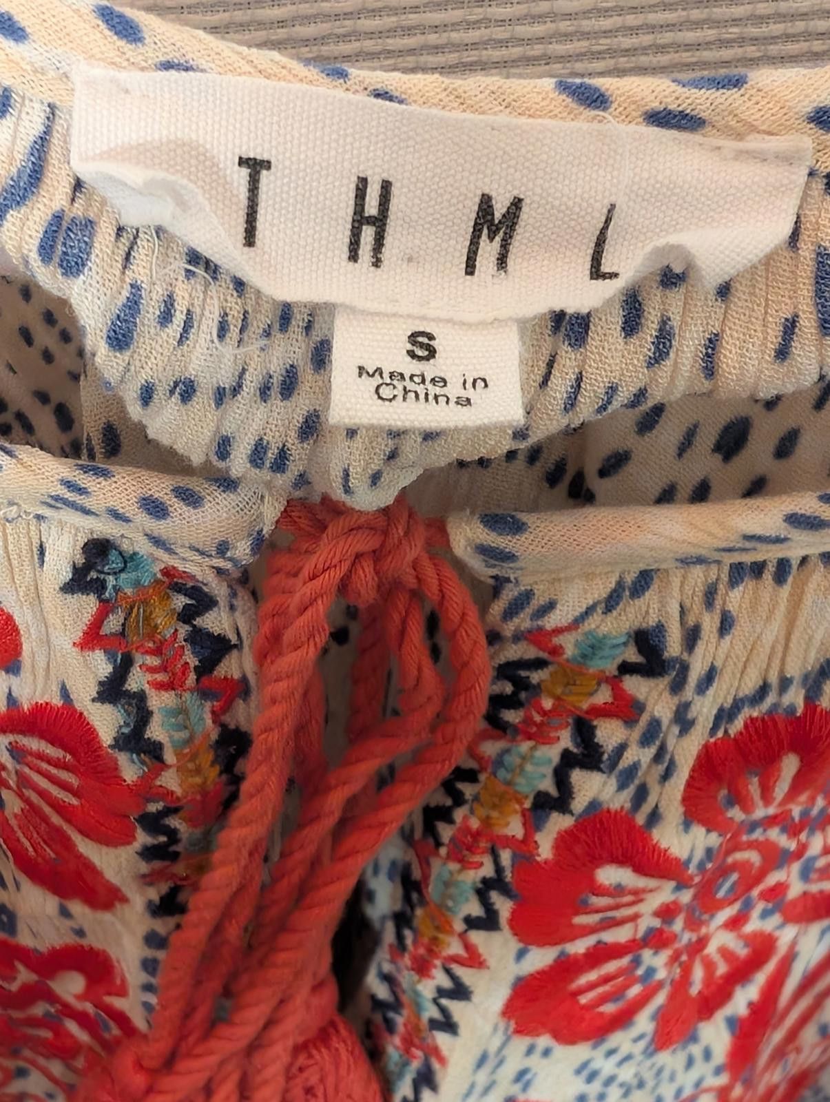 Other THML Women's Embroidered Bohemian Tassel Peasant Top Blouse Size S / US 4 / IT 40 - 3 Thumbnail