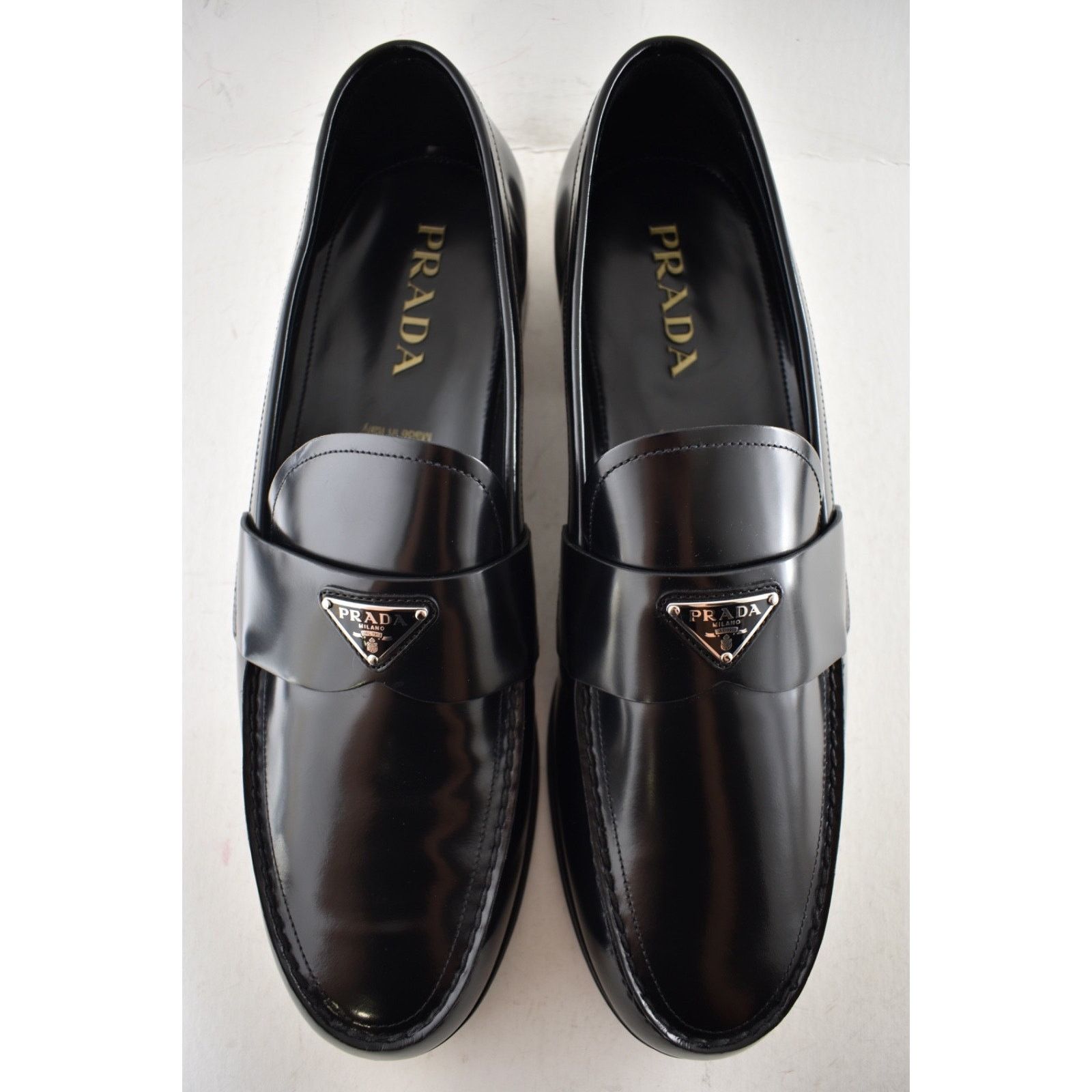 Prada Prada Black Brushed Leather Triangle Loafer US 13 Size US 13 / EU 46 - 14 Thumbnail