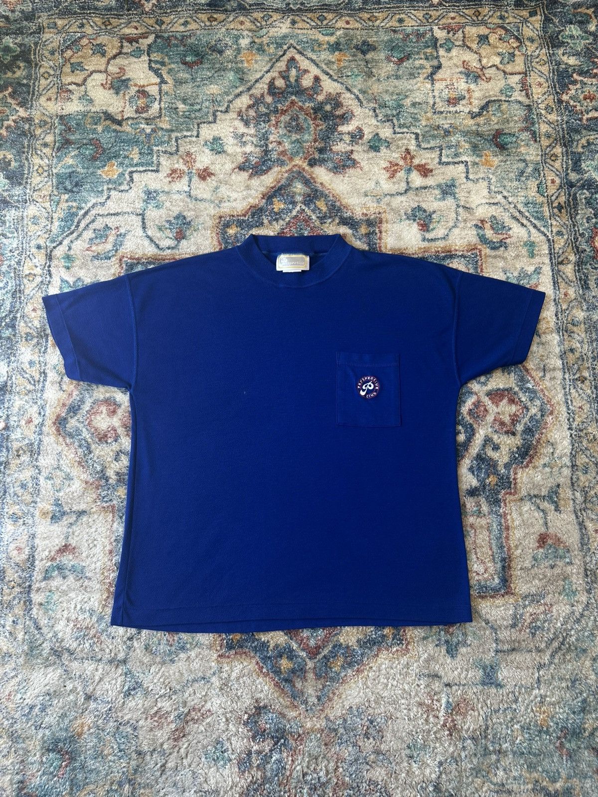 Vintage Vintage Perspective Logo Blue Pocket T-shirt Large Size US L / EU 52-54 / 3 - 1 Thumbnail