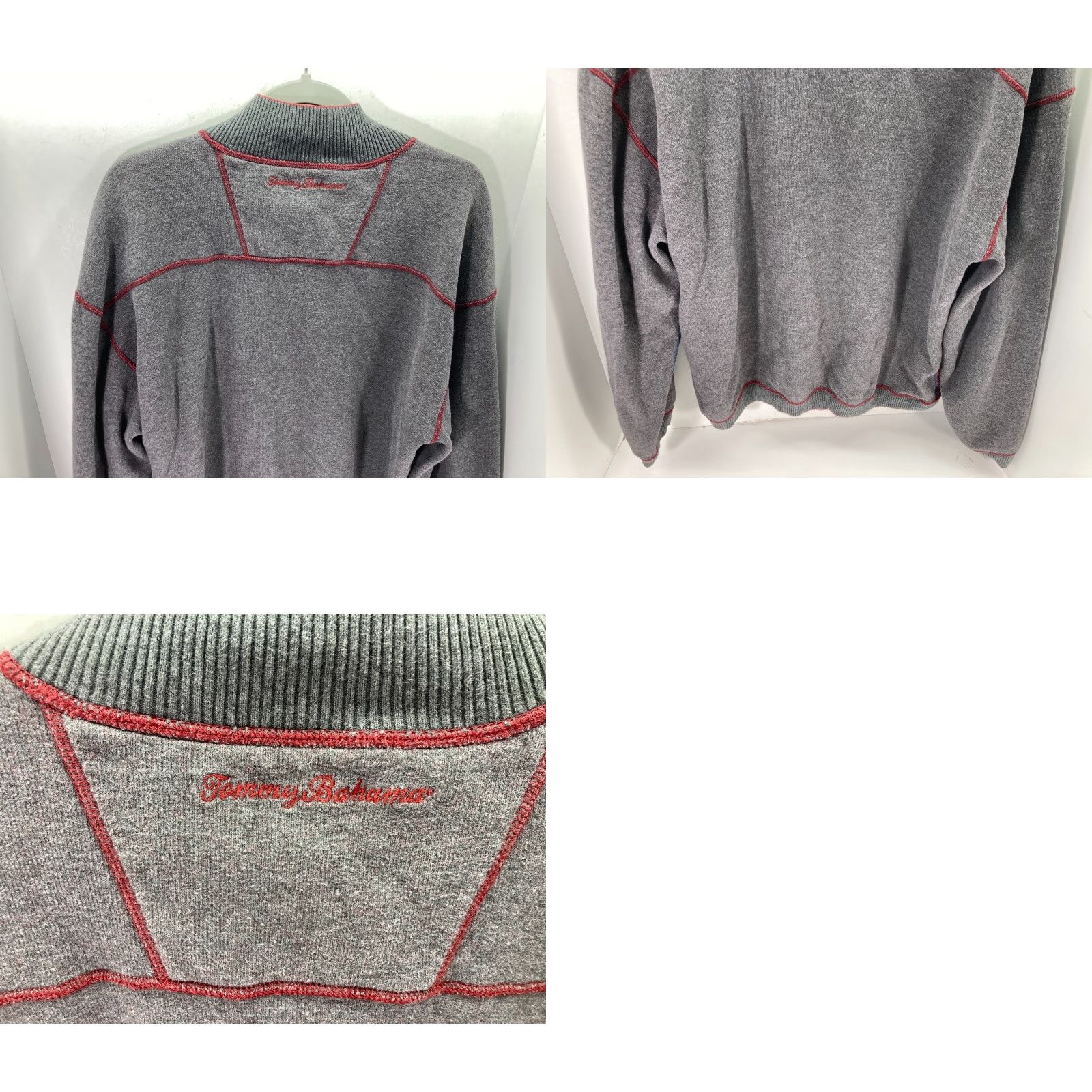 Tommy Bahama Tommy Bahama Reversible Sweater Mens XL Gray Maroon 1/2 Zip Knit Long Sleeve Pullover Mock Neck 1/4 Zip Coll arless Logo Vintage: No Size US XL / EU 56 / 4 - 9 Thumbnail