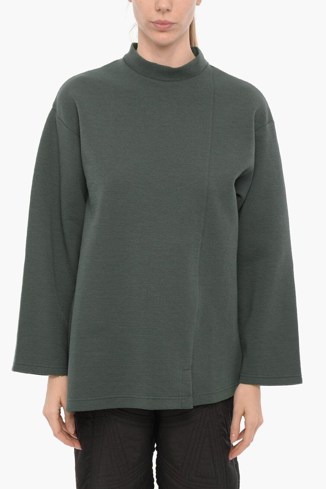 Y-3 × Yohji Yamamoto og1mm0824 Crew-Neck Sweatshirt with Side Split in Dark Green Size XXS / US 00 / IT 34 - 1 Thumbnail