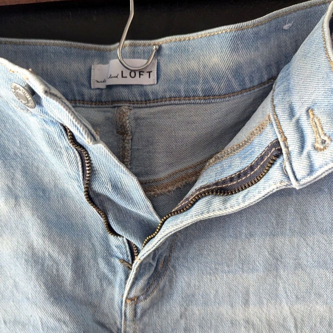 Loft LOFT Denim Cut-Off Shorts Light Wash Distressed Frayed Hem High Rise Sz 16 33 Denim Shorts Women Size 24" / US 00 / IT 34 - 3 Thumbnail