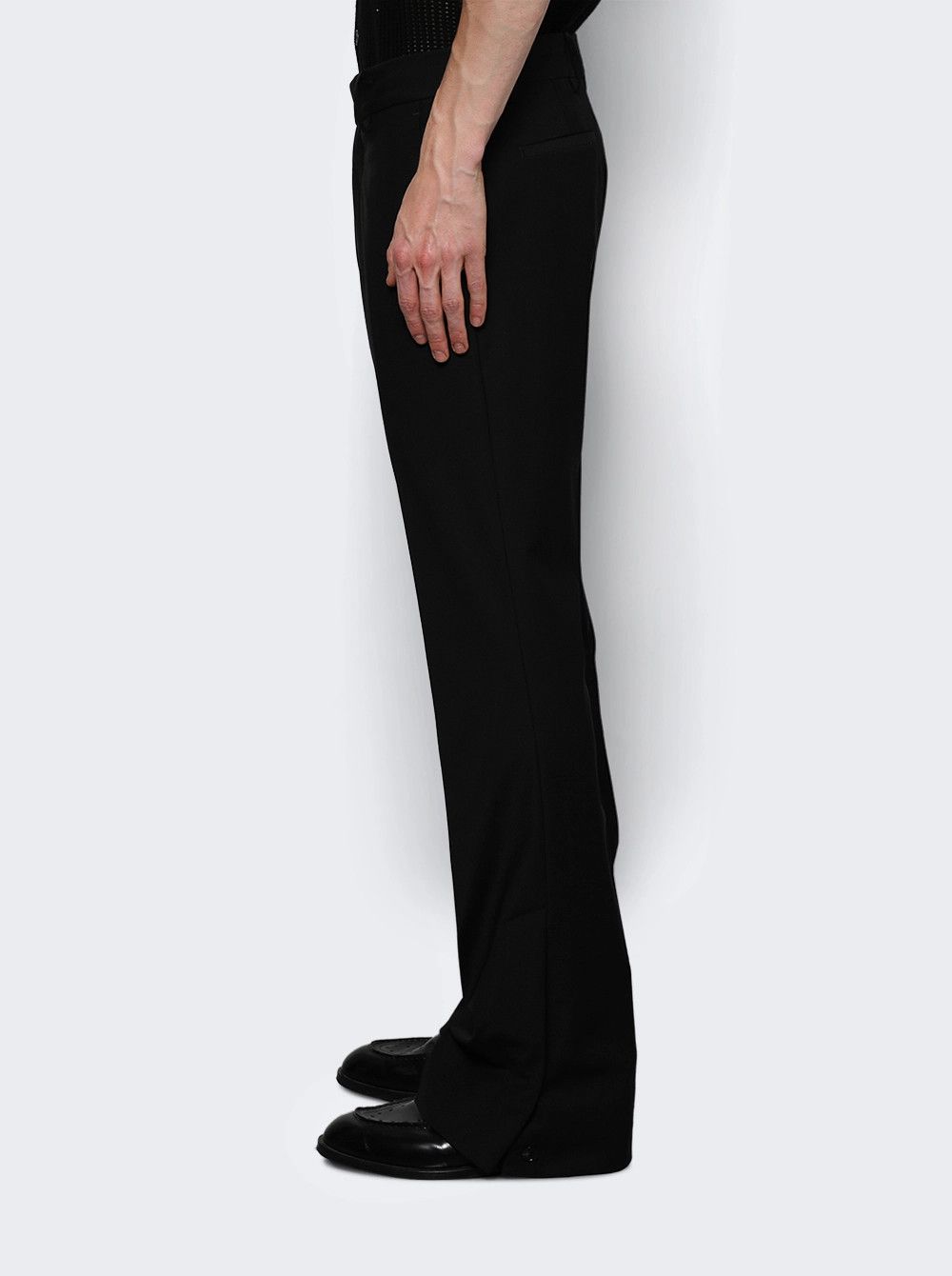 o1mle0326 Loose Flare Pants in Black