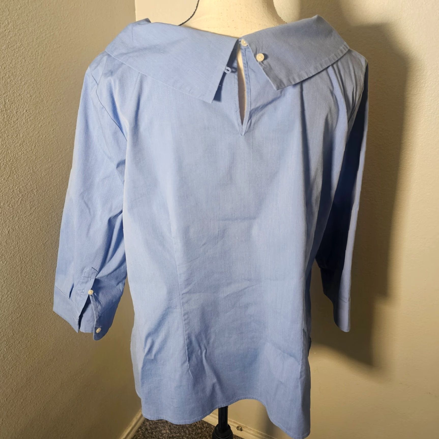 Talbots Talbots Blouse Shirt 1X Women Blue Cotton Stretch Poplin Sabrina Everyday Career Top Size XL / US 12-14 / IT 48-50 - 3 Thumbnail
