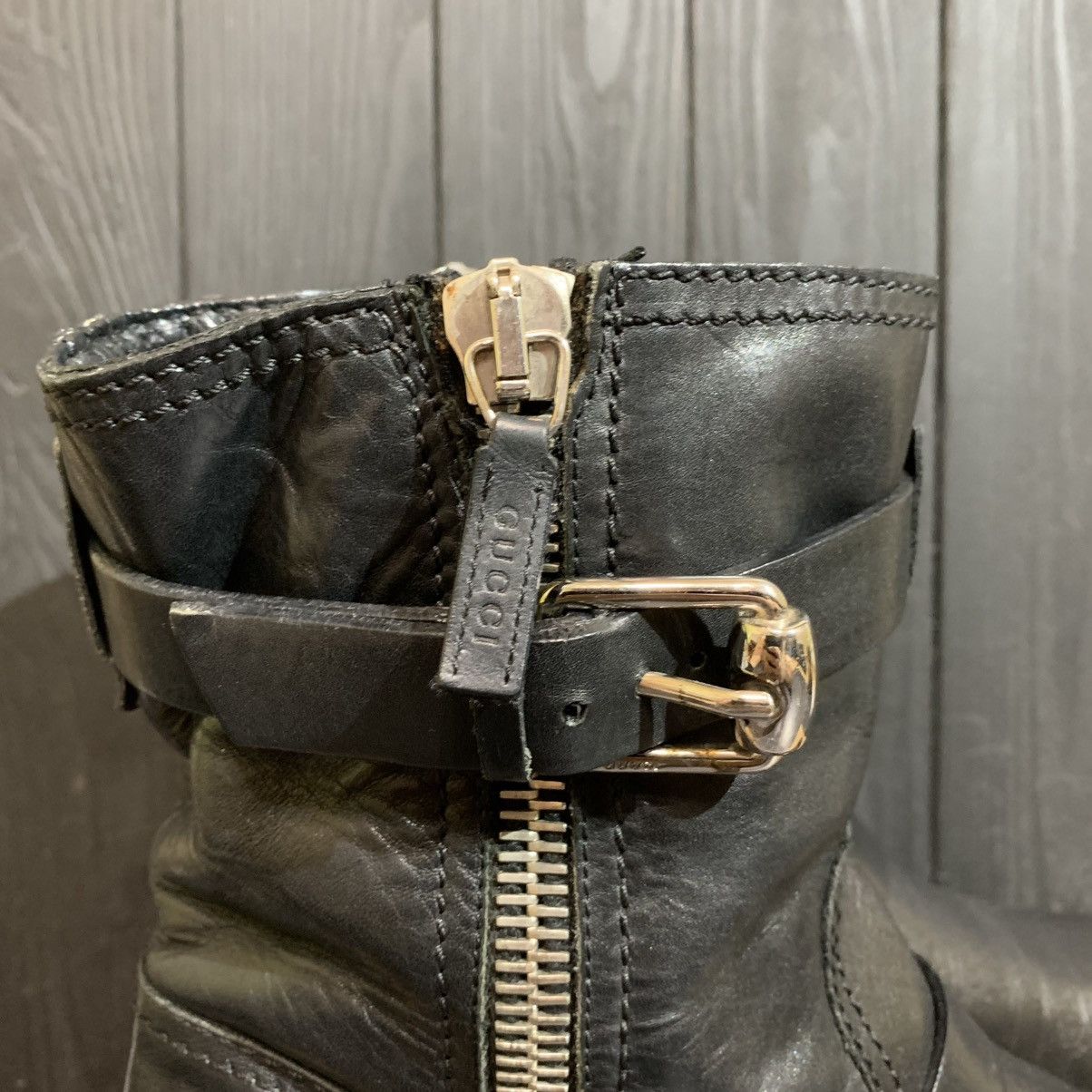 Gucci GUCCI Leather Biker Belted Women’s Boots Size 38 Size US 8 / IT 38 - 2 Thumbnail