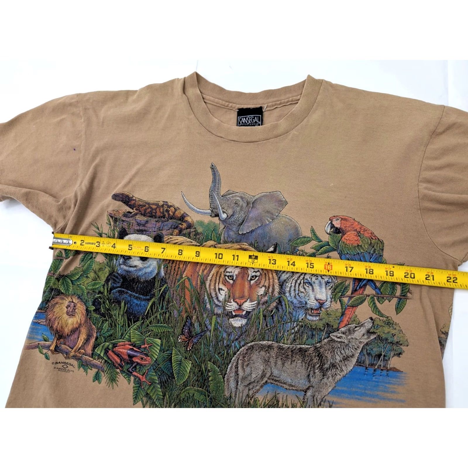 Vintage VINTAGE San Segal Tiger Panda Wolf Jungle Animals Graphic Tee Crew Neck XXL XL Tan Brown Shirt Men" Size US XL / EU 56 / 4 - 4 Thumbnail