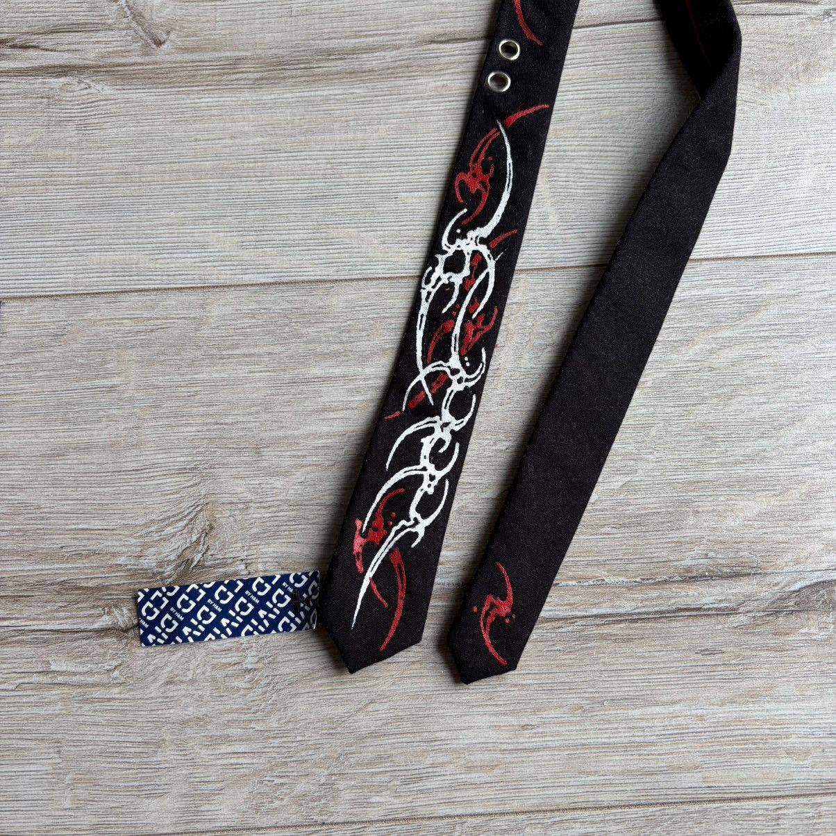 Tribal Streetwear Cybersigilism Tiny Custom Tie Handpainted Affliction Tribal Size ONE SIZE - 3 Thumbnail