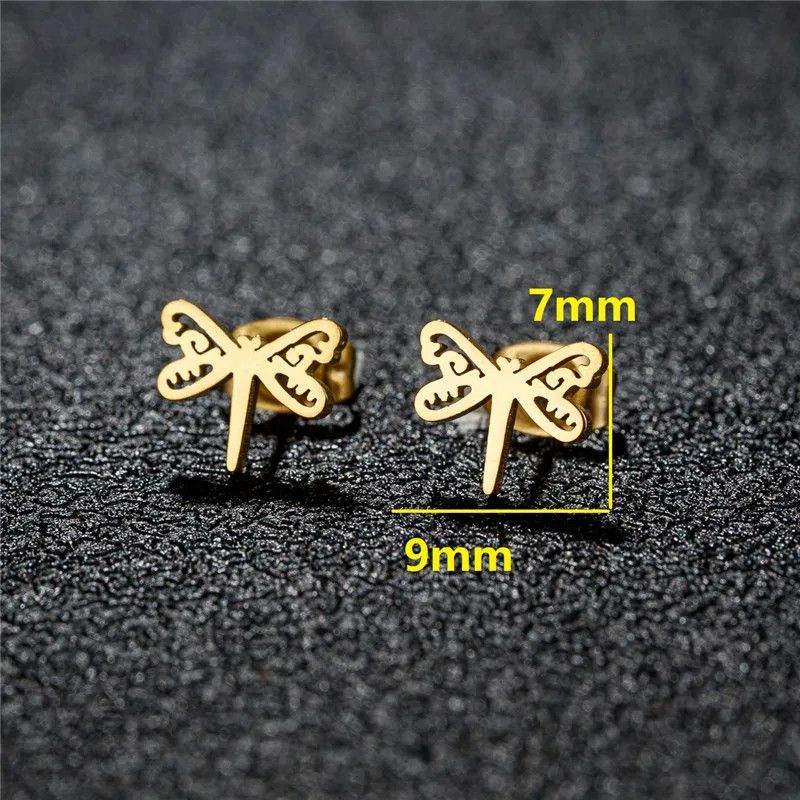 Jewelry Dragonfly Mini Stud Earrings Charm Earring Gift Size ONE SIZE - 2 Thumbnail