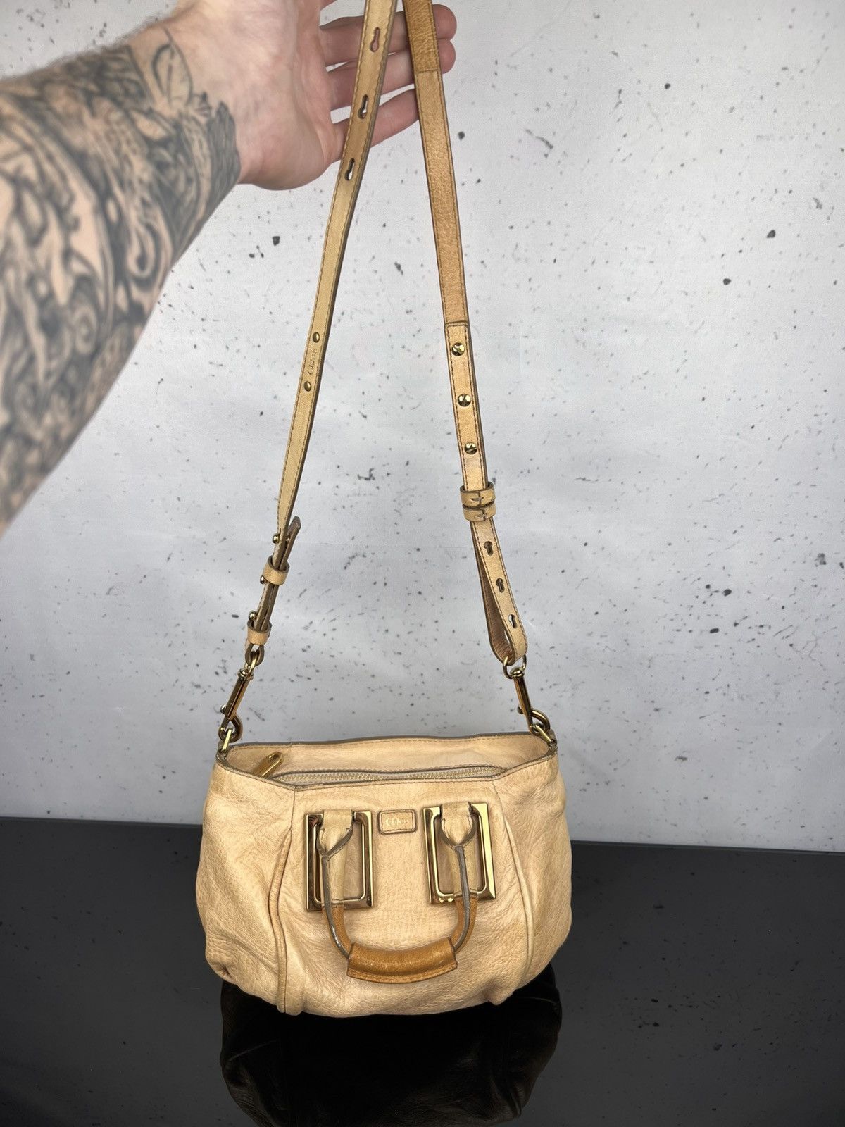 Chloe Authentic Chloé Ethel Small Satchel Bag Tan Lambskin Leather Size ONE SIZE - 10 Thumbnail